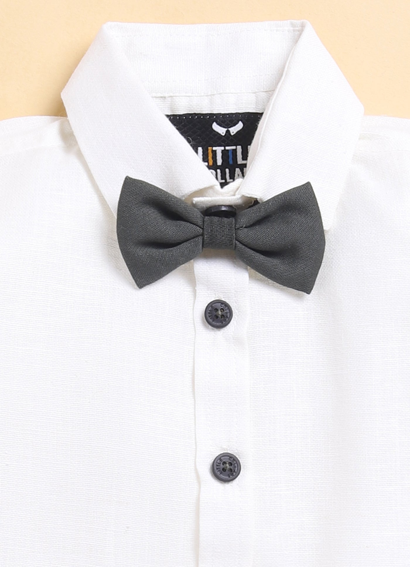 Green Boys Full Sleeves Charming and Trendy Linen Waistcoat Set with Stole and Bow