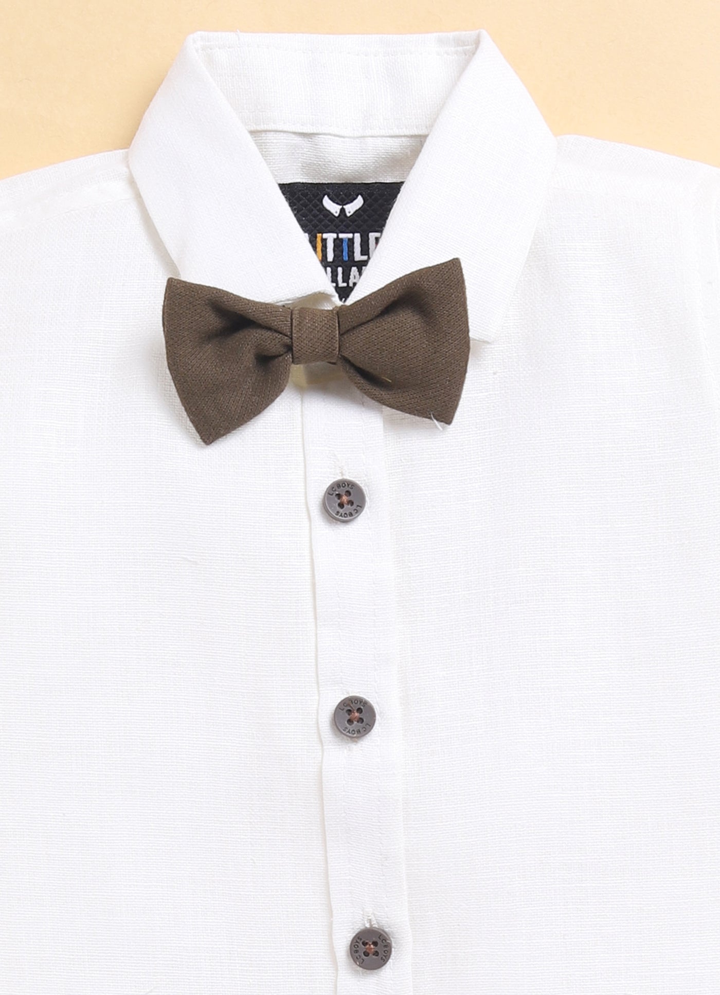 Coffee Boys Full Sleeves Charming and Trendy Linen Waistcoat Set with Stole and Bow