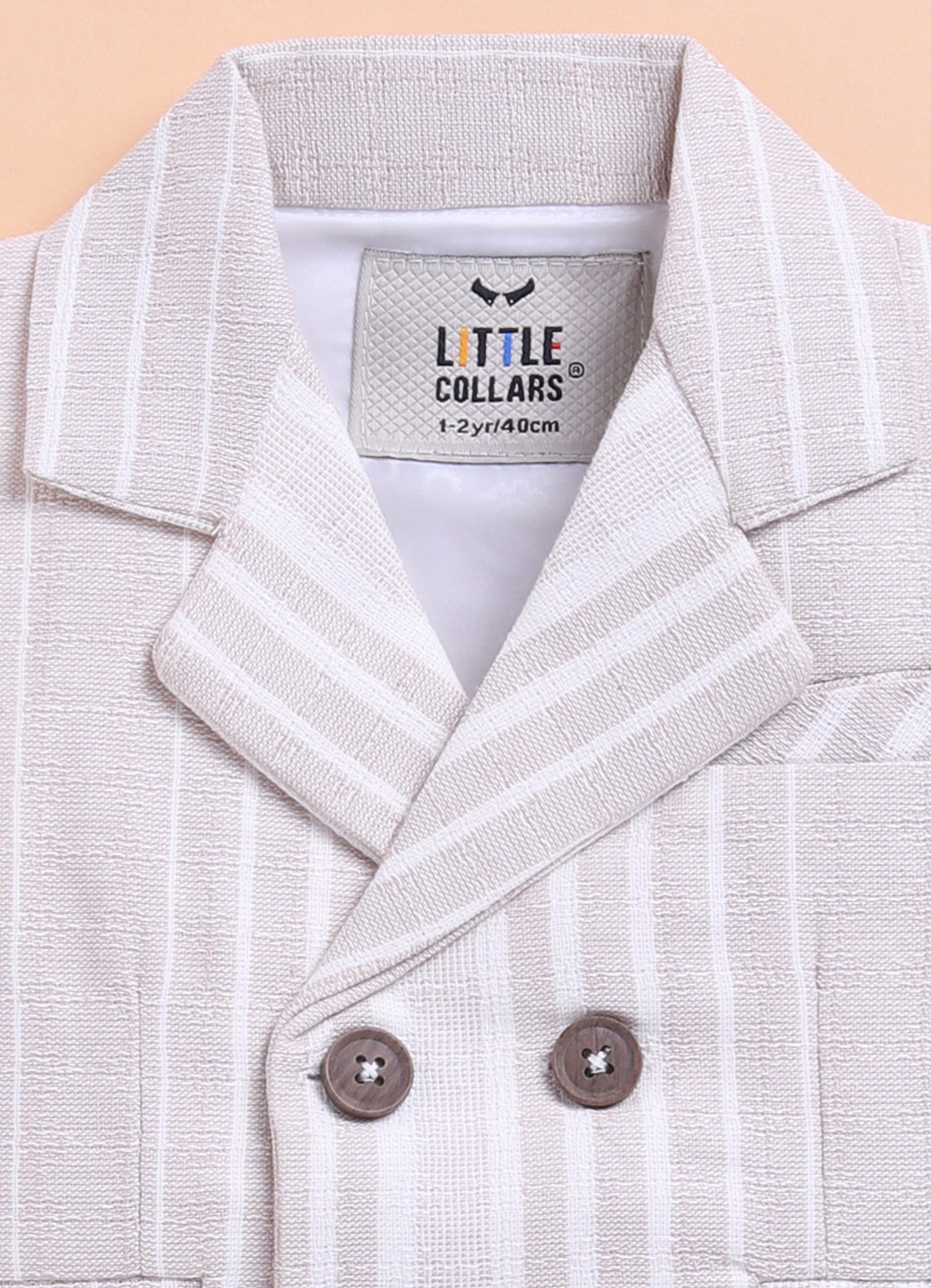 Beige Full Sleeves Charming and Trendy Linen Waistcoat Set with Stole and Bow