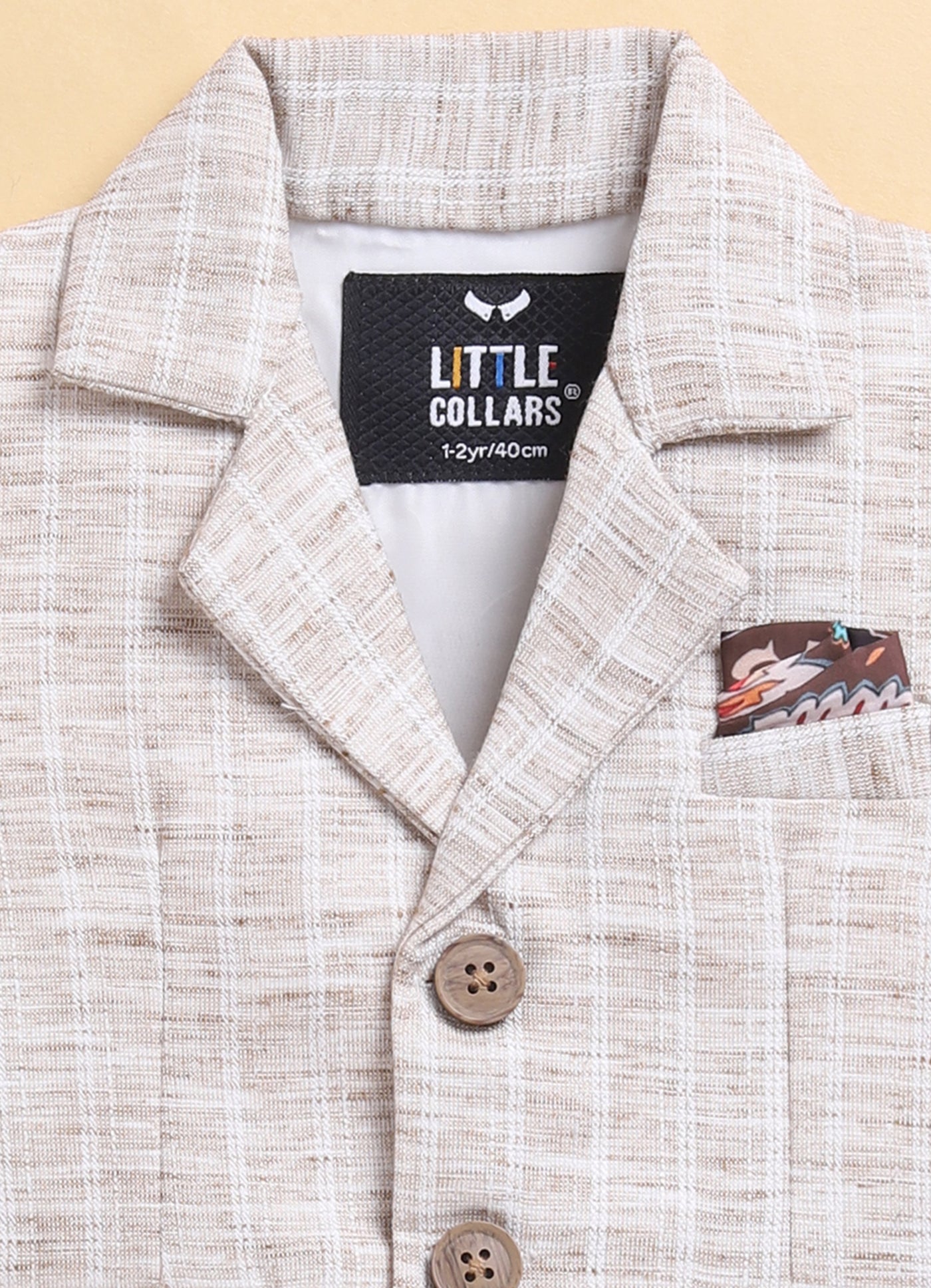 Coffee Boys Full Sleeves Charming and Trendy Linen Waistcoat Set with Stole and Bow