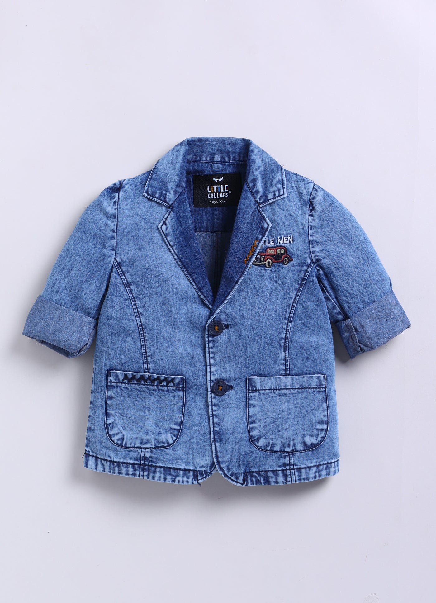 Super Handsome Full Sleeves Denim Coat with Cotton Trousers, Half Sleeves Tshirt and Stole- Khaki