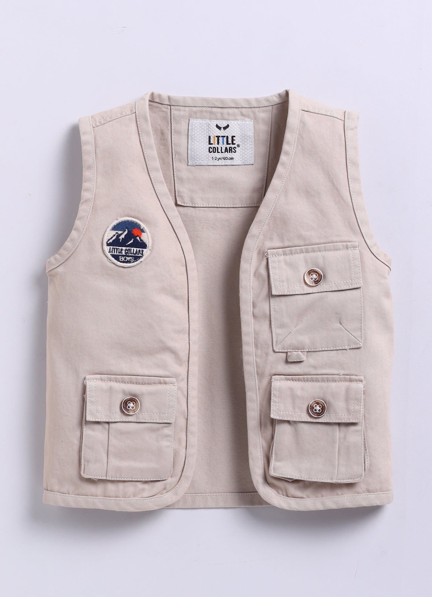 Casual Cotton Multi Pocket Cargo Sleeveless Gilet Jacket Half Sleeves Tshirt Half Pant Co-ord Set - Beige