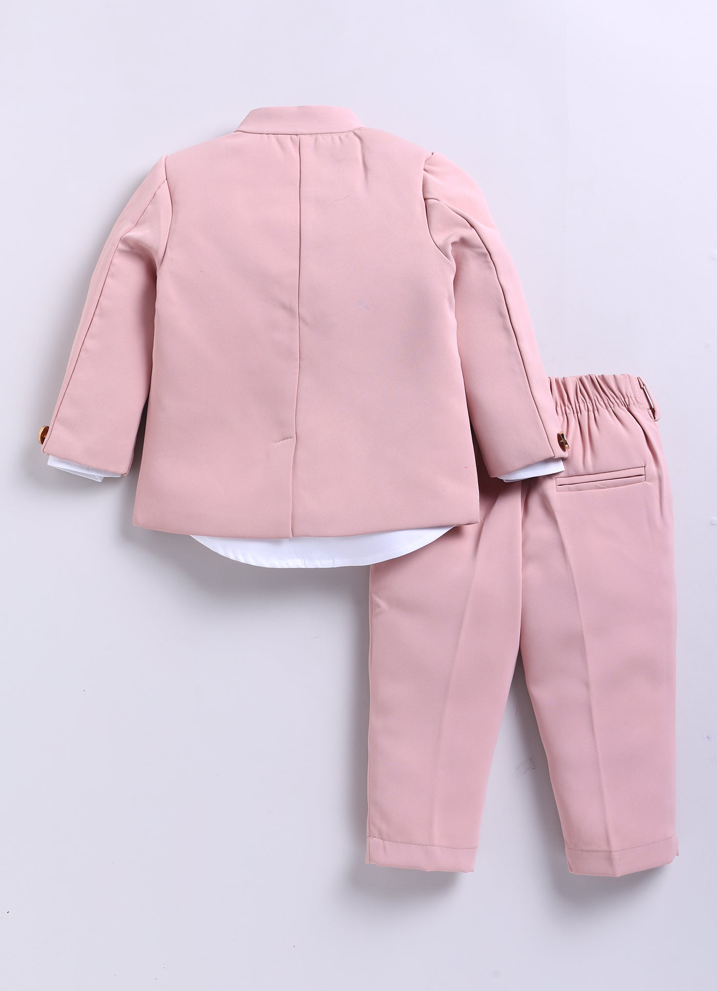 Terry Full Sleeves Lion Embroidered 3 Piece Party Suit Set- Pink