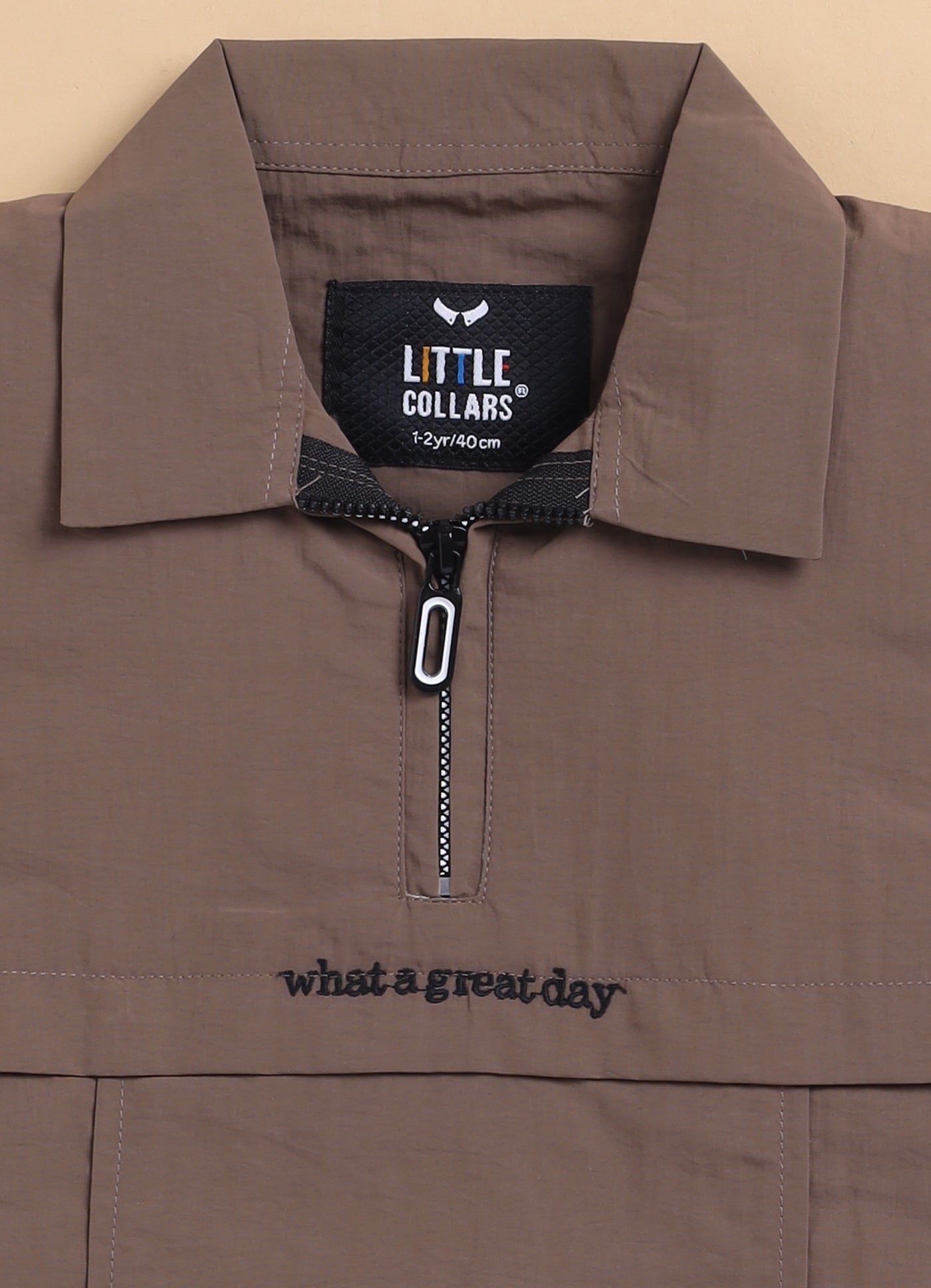 Trendy Uber Cool Half Sleeves Zippered Tshirt Half Pant Co-ord Set -Khaki