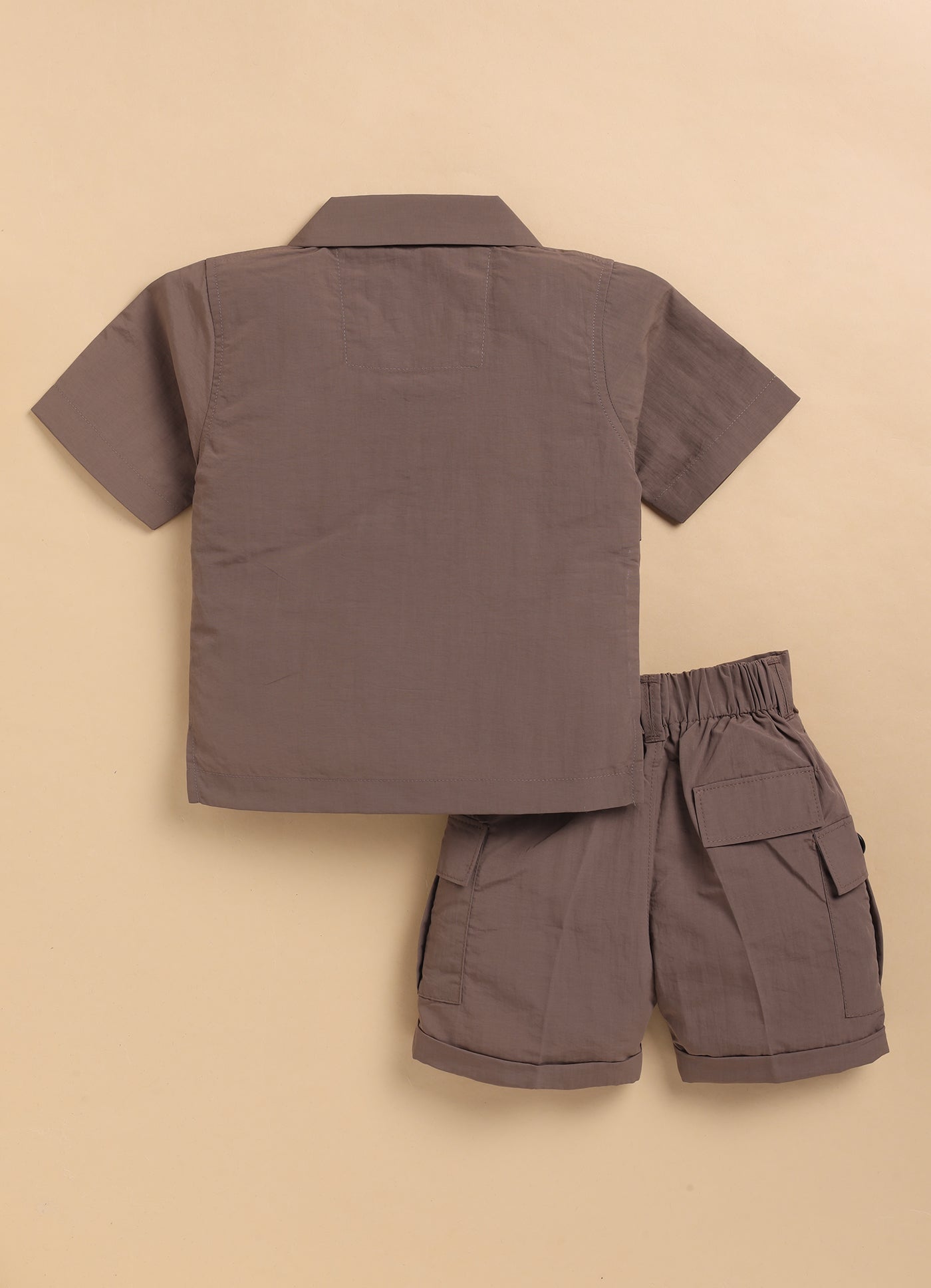 Trendy Uber Cool Half Sleeves Zippered Tshirt Half Pant Co-ord Set -Khaki