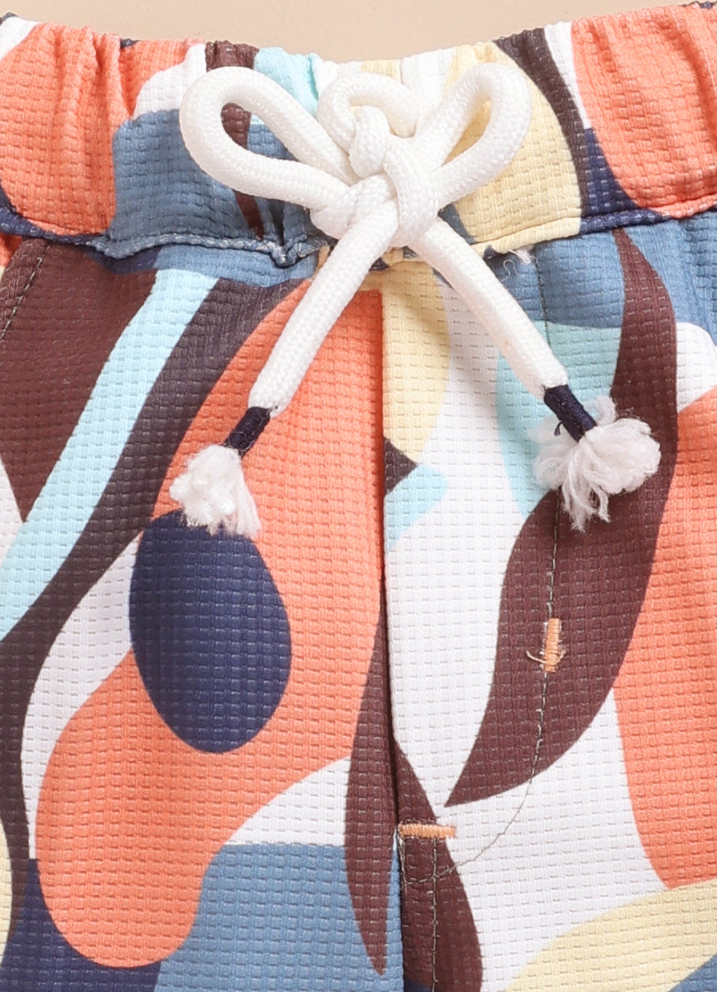 Boys Abstract Printed Bright Airport Look Coord with Tshirt Casual Set- Peach