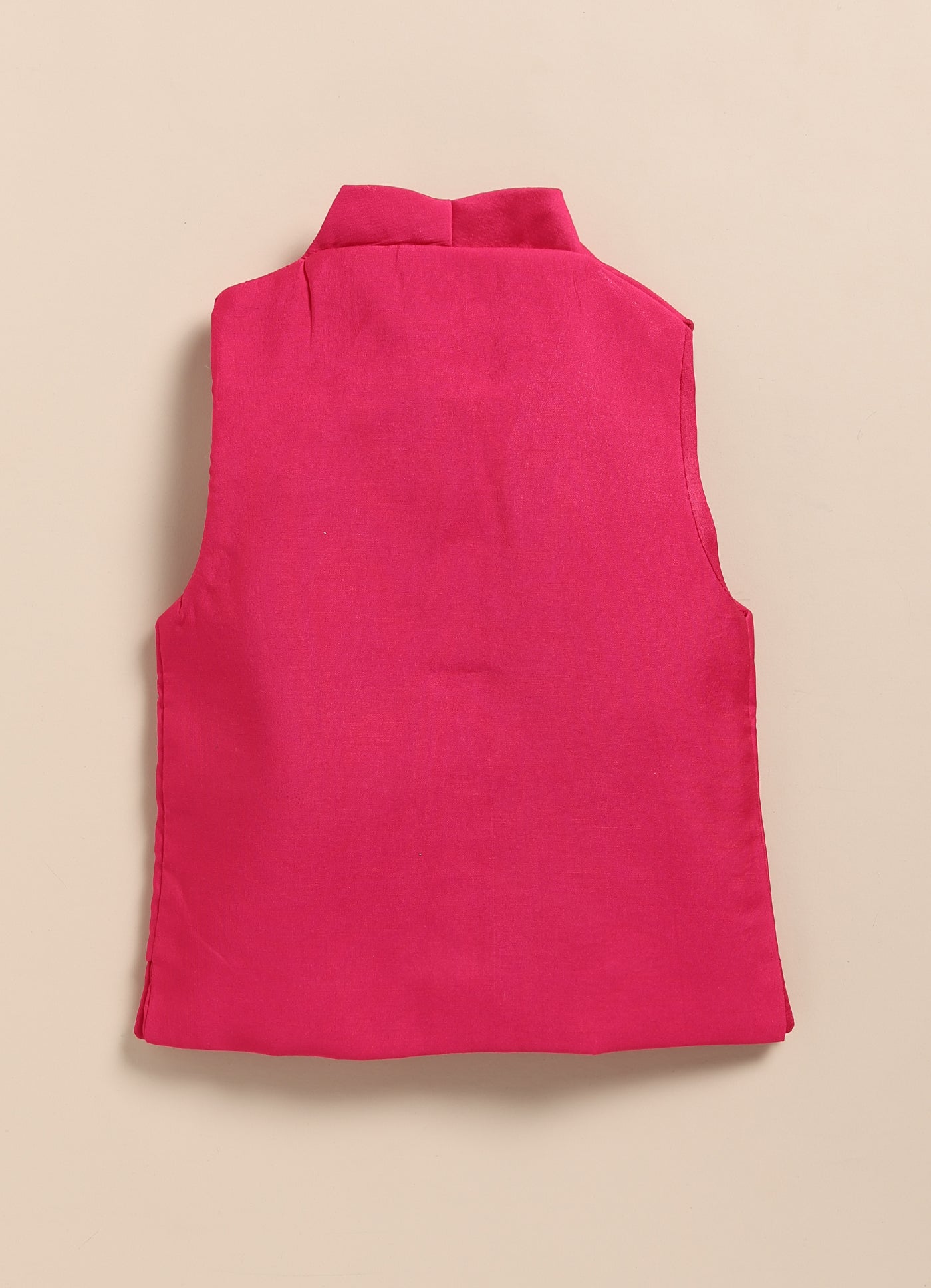 Little Collars Boys Festive Hot Pink Floral Motif Ethnic Nehru Jacket Kurta Pajama Set - Pink