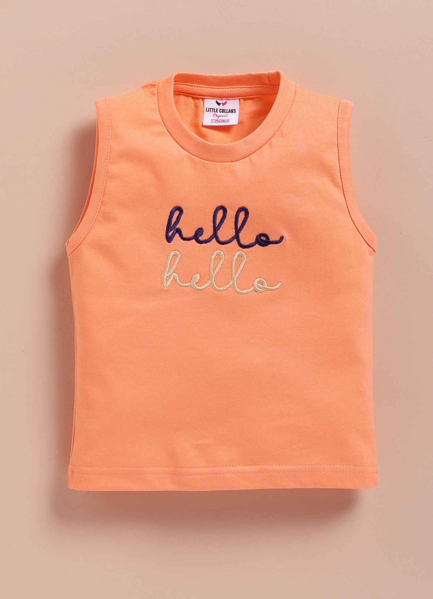 Boys Abstract Printed Bright Airport Look Coord with Tshirt Casual Set- Peach