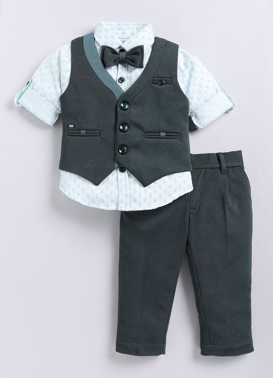 Green Stylish Formal 4 piece Waistcoat Coord Set