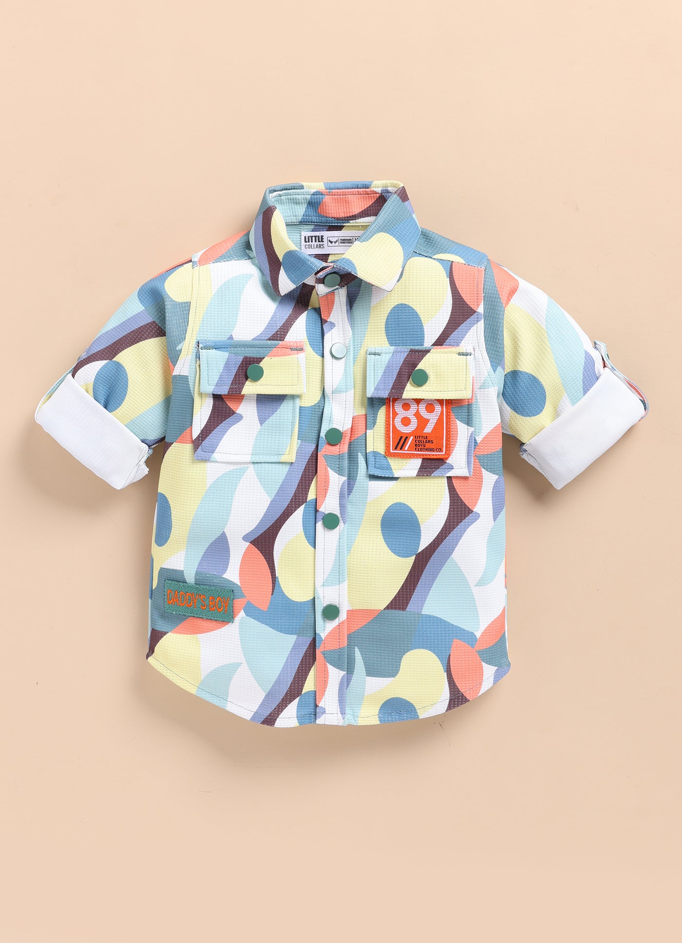 Boys Abstract Printed Bright Airport Look Coord with Tshirt Casual Set - Green