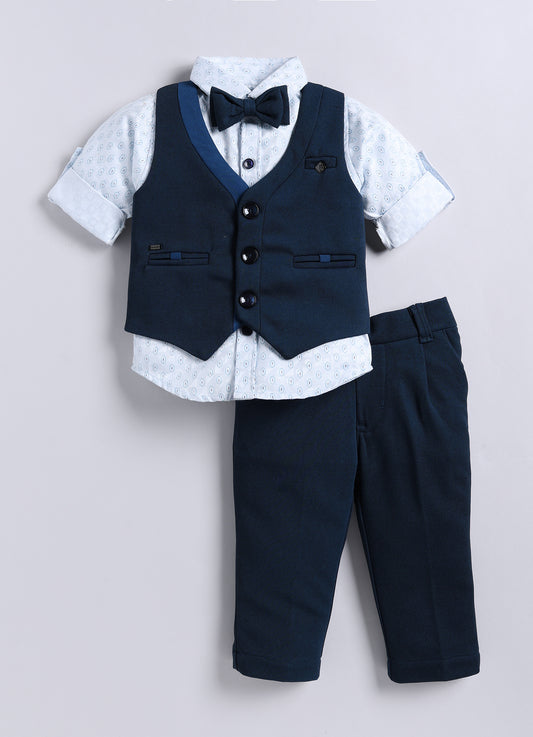 Blue Stylish Formal 4 piece Waistcoat Coord Set
