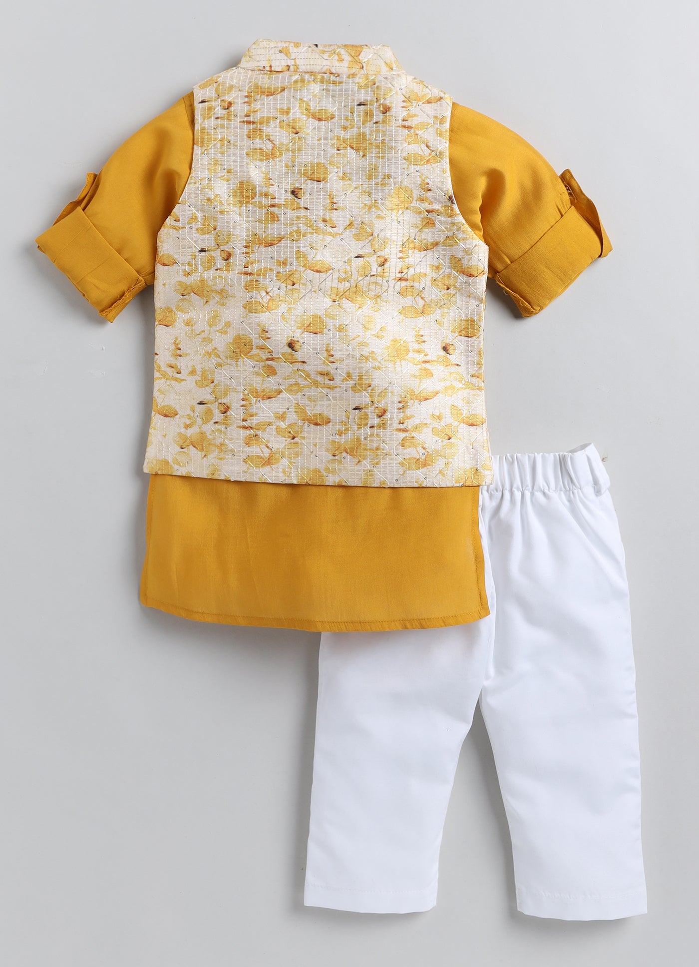 Mustard Printed Jacket Kurta Set