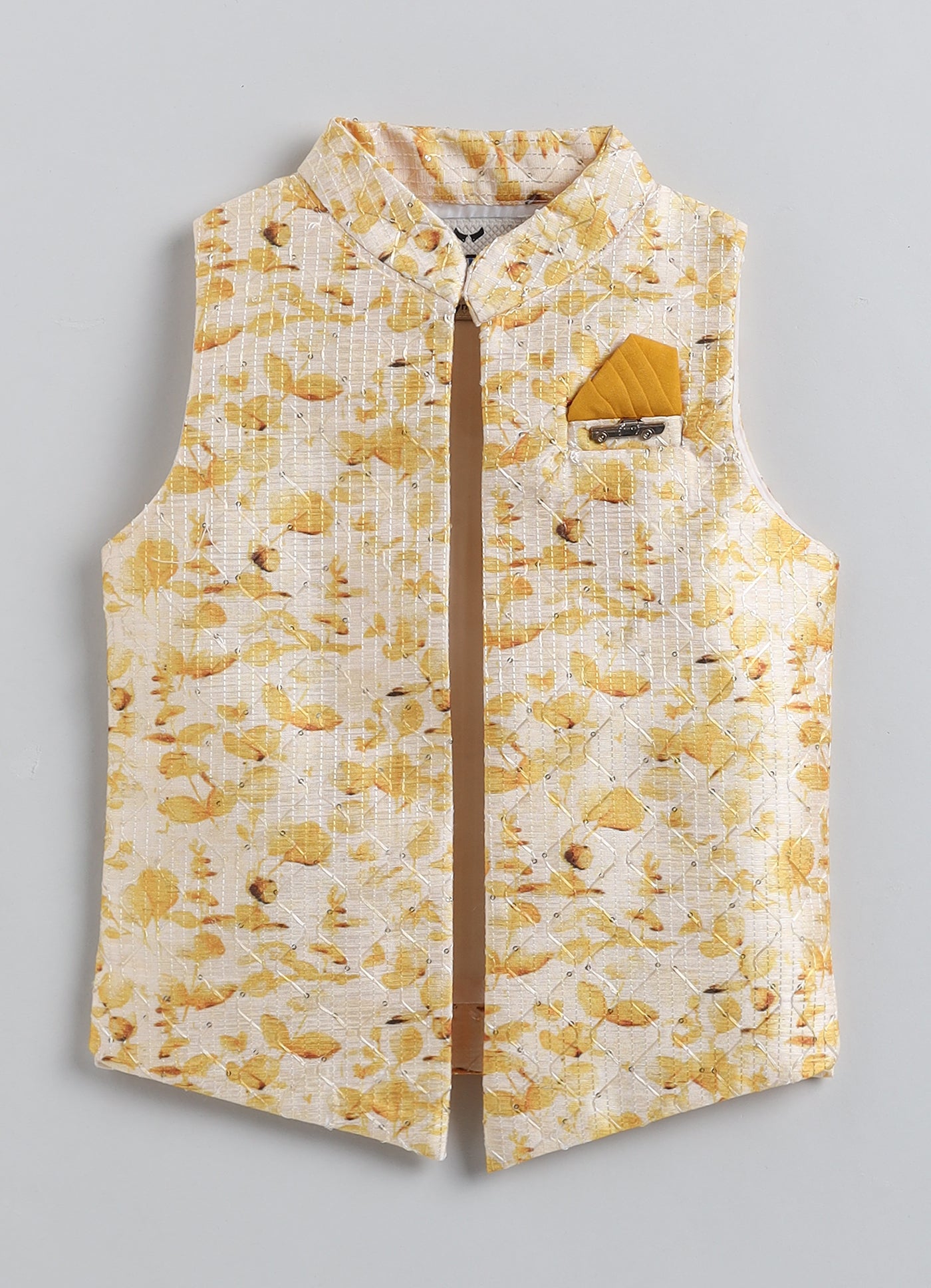 Mustard Printed Jacket Kurta Set