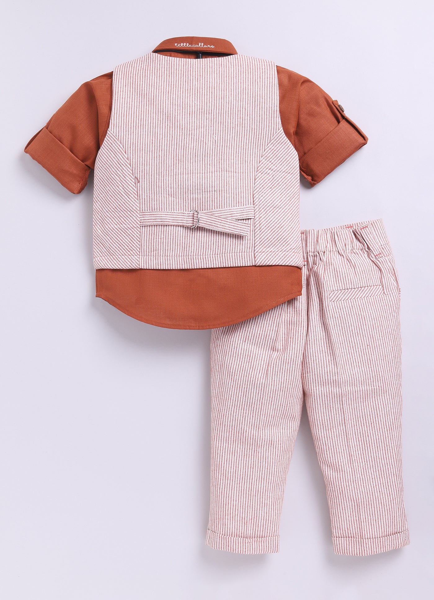RUST Cotton Elegant Formal Full Sleeves 4 piece Waistcoat Coord Set