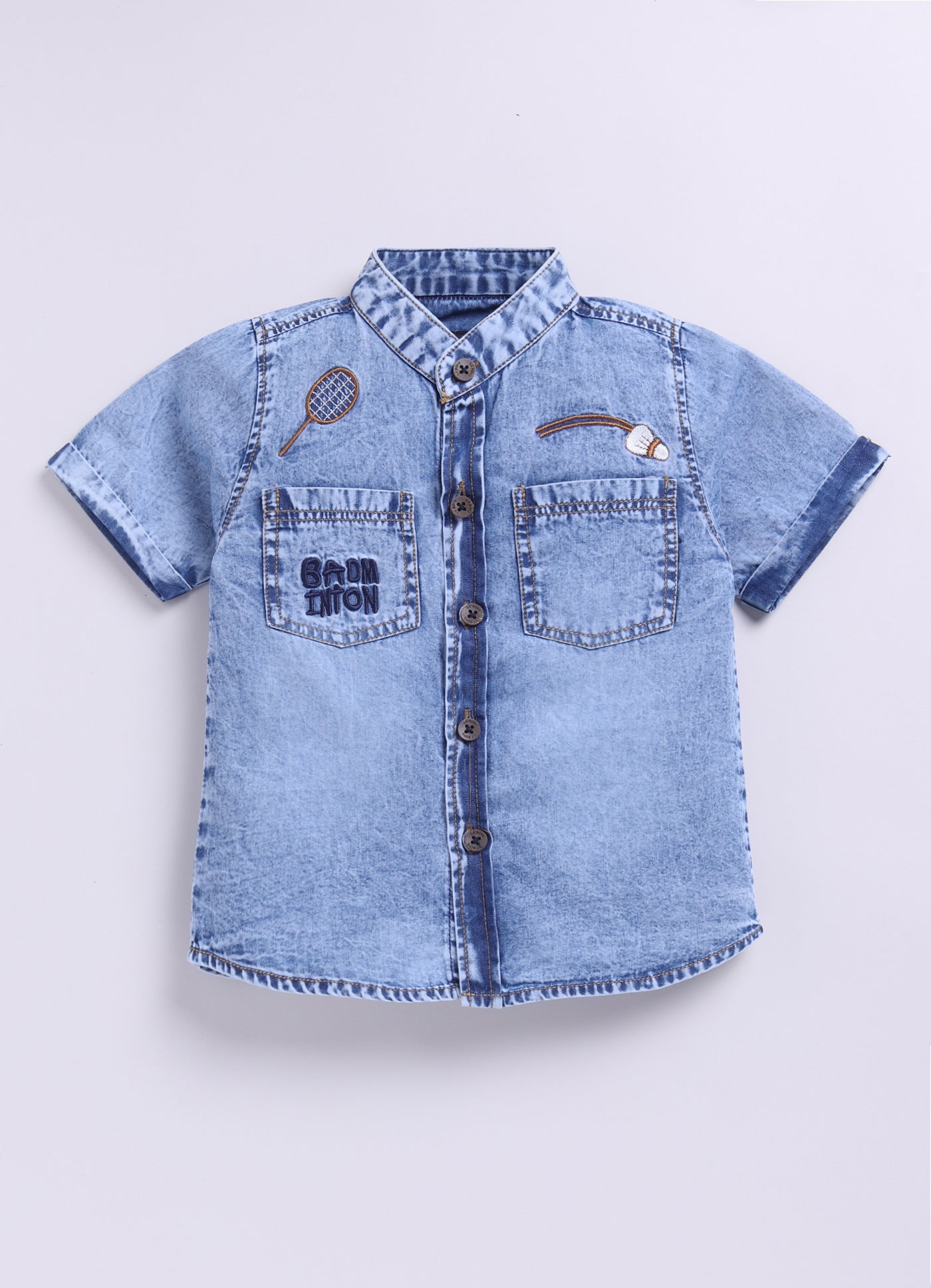 Khaki Super Comfortable Soft Denim Half Sleeves Shirt Cotton Bright Shorts Tshirt Set