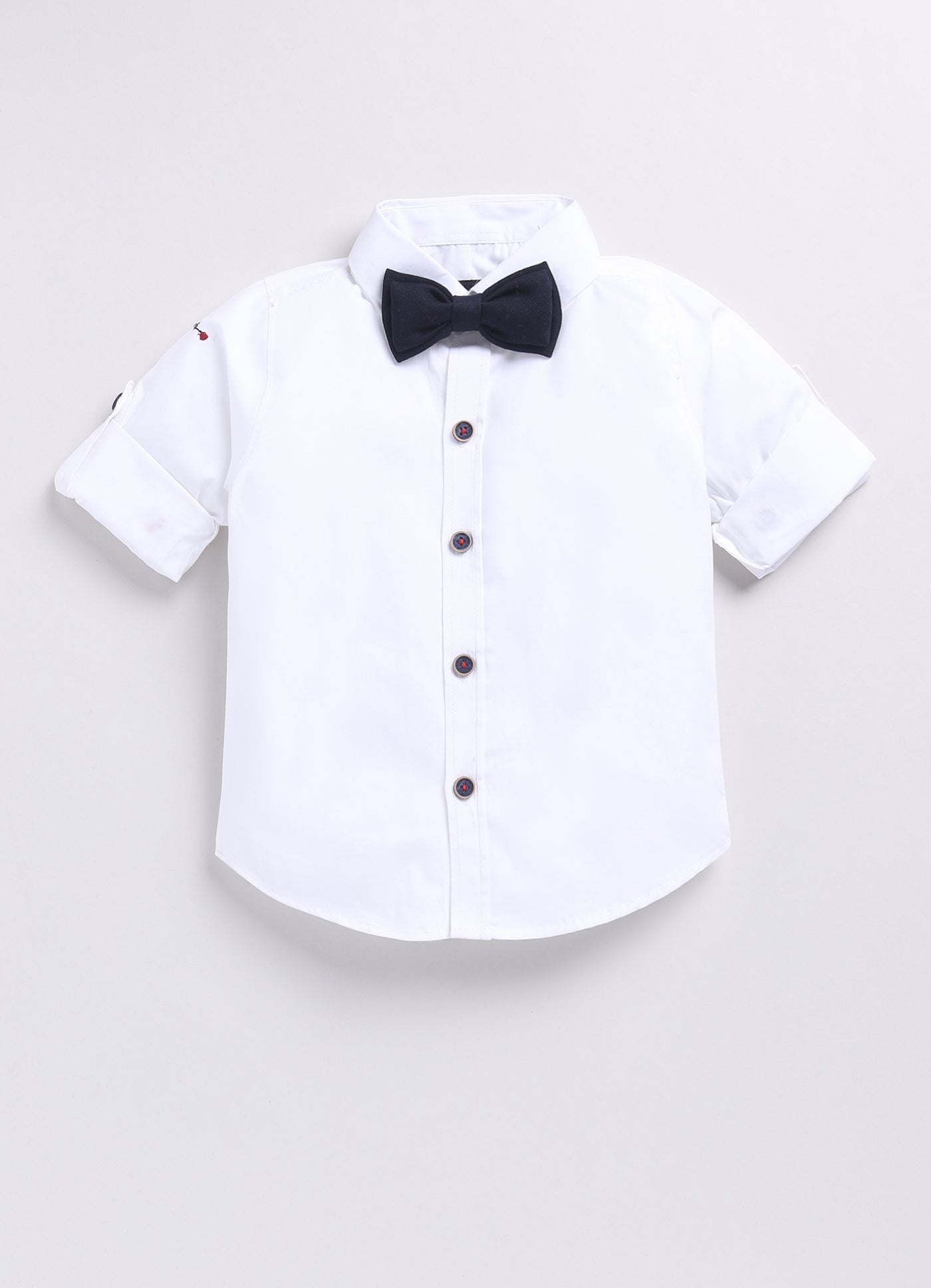 White Elegant Striped Jacquard Full Sleeves Partywear Set with Bow