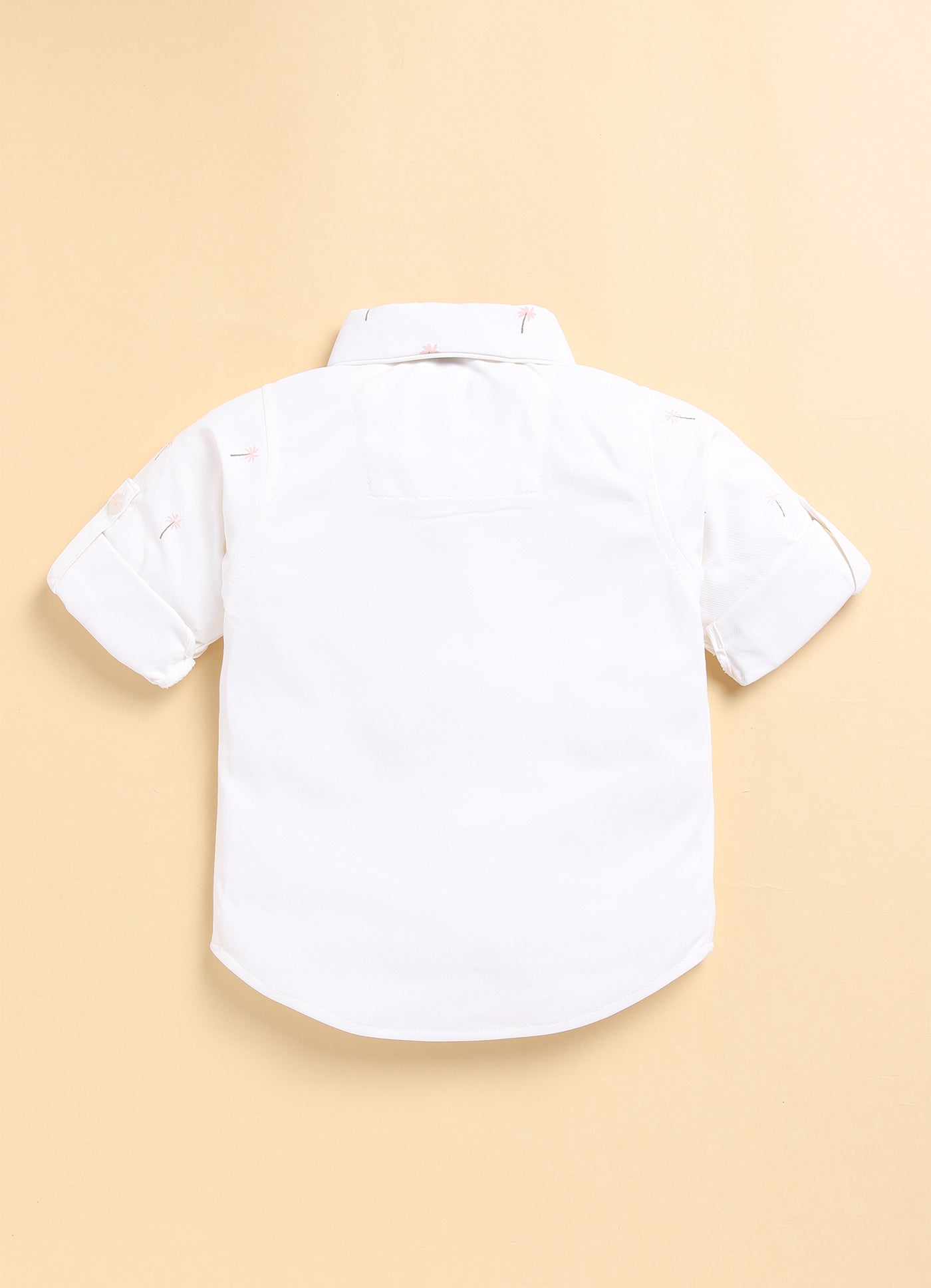 Peach Adorable Jacquard Waistcoat Full Sleeves Shirt Pants Bow Set for Boys