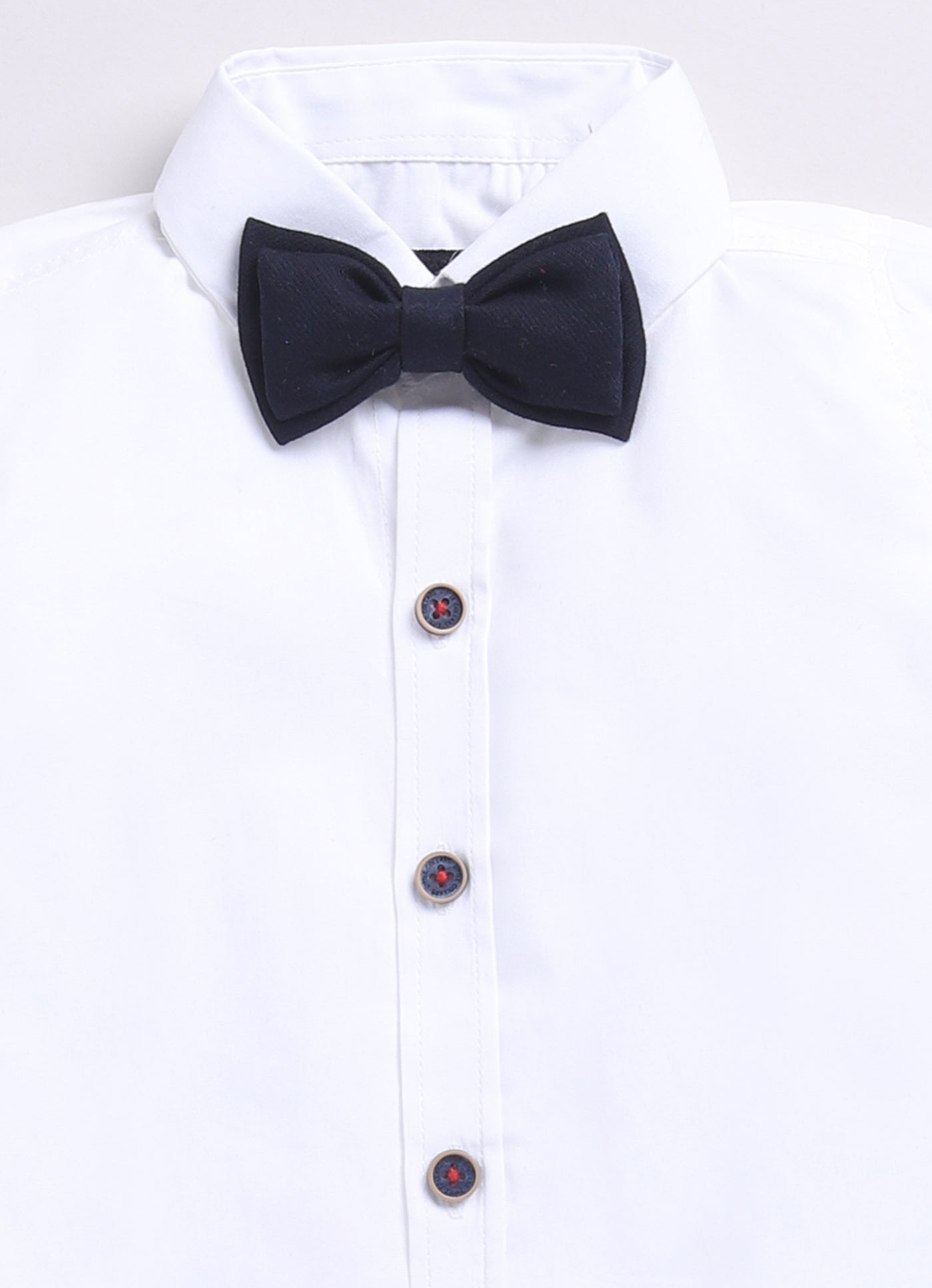 White Elegant Striped Jacquard Full Sleeves Partywear Set with Bow