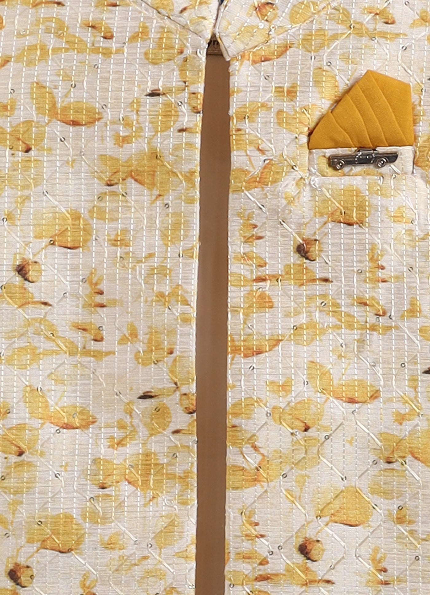 Mustard Printed Jacket Kurta Set