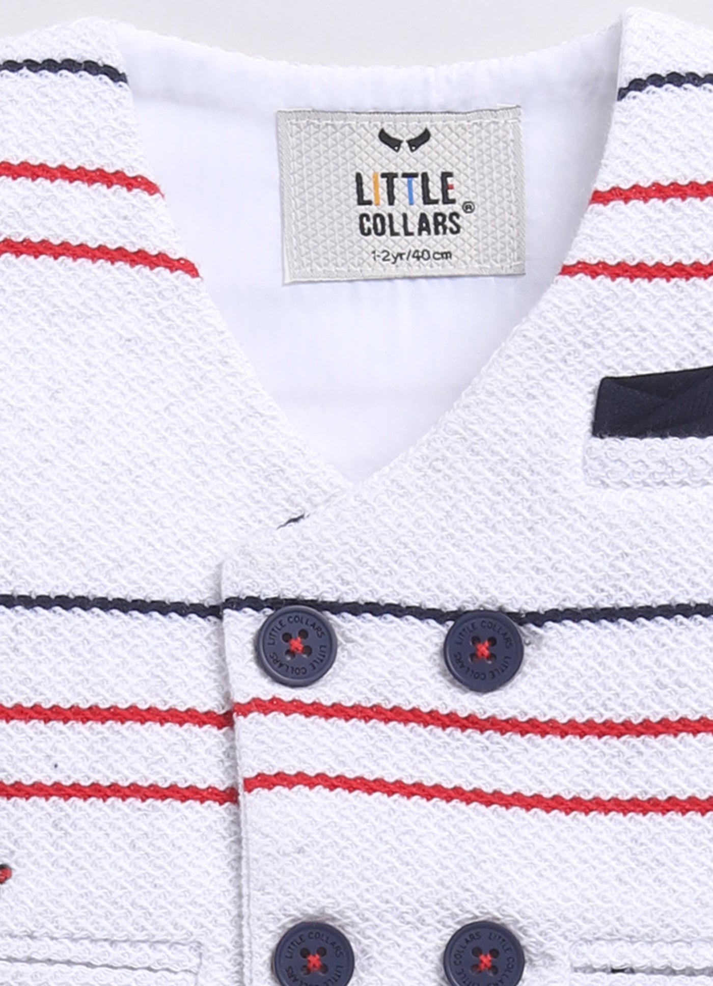 White Elegant Striped Jacquard Full Sleeves Partywear Set with Bow