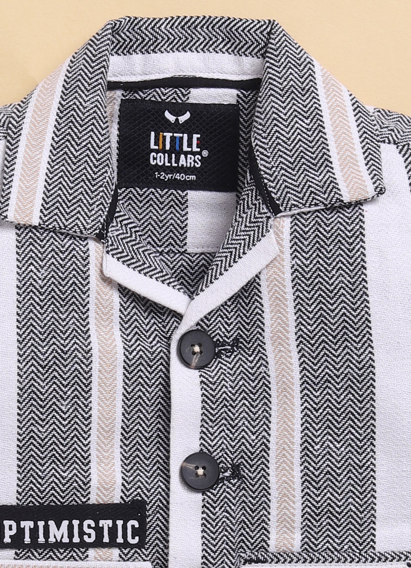 Black Recycled Cotton Striped Casual Full Sleeves Overshirt and Tshirt Pants Set