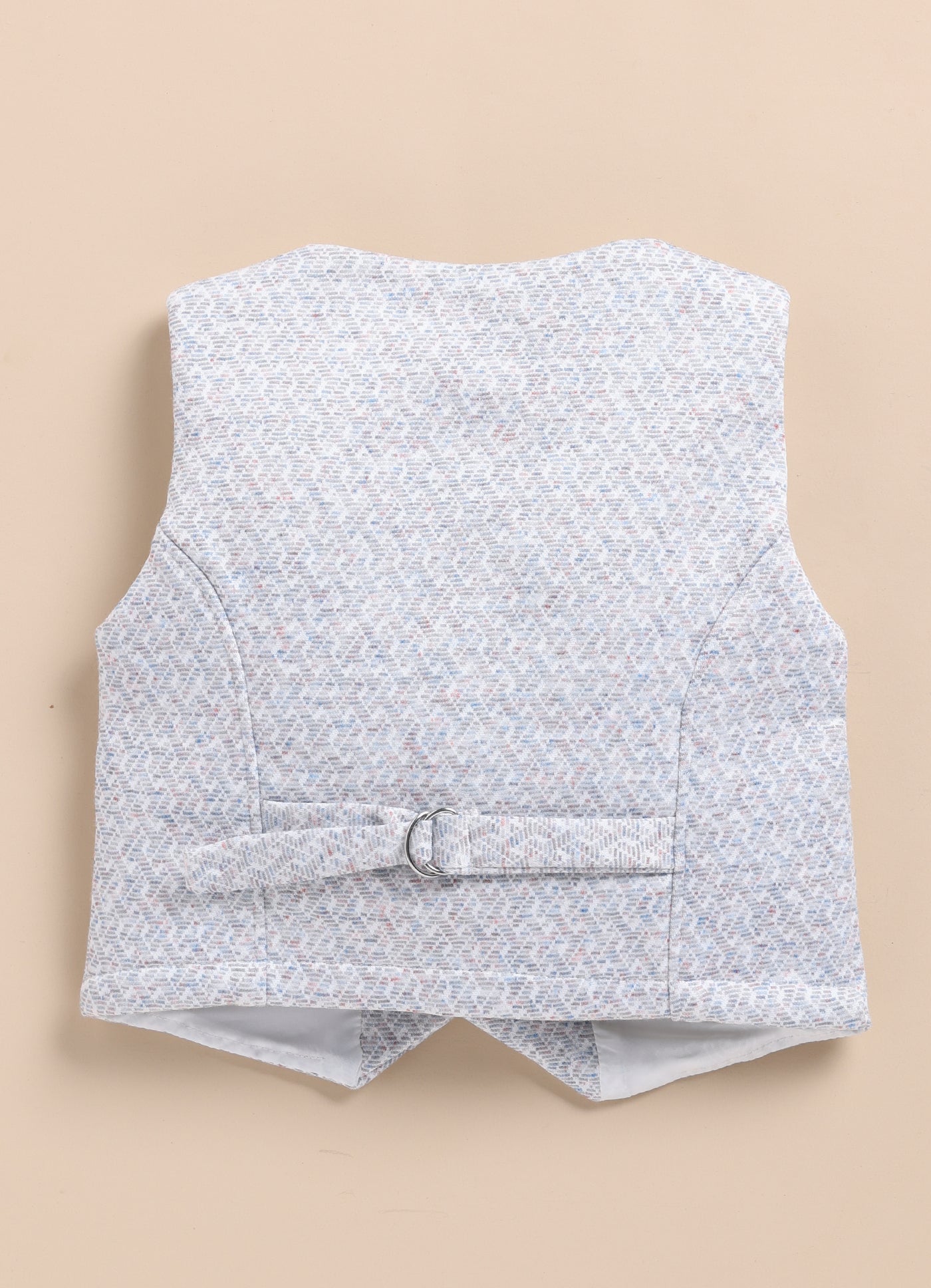 Grey Charming and Trendy Jacquard Waistcoat Set with Stole and Bow