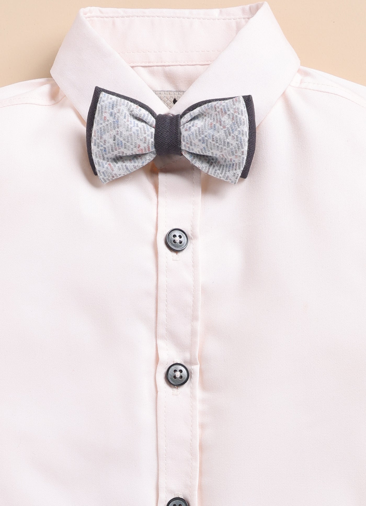 Grey Charming and Trendy Jacquard Waistcoat Set with Stole and Bow