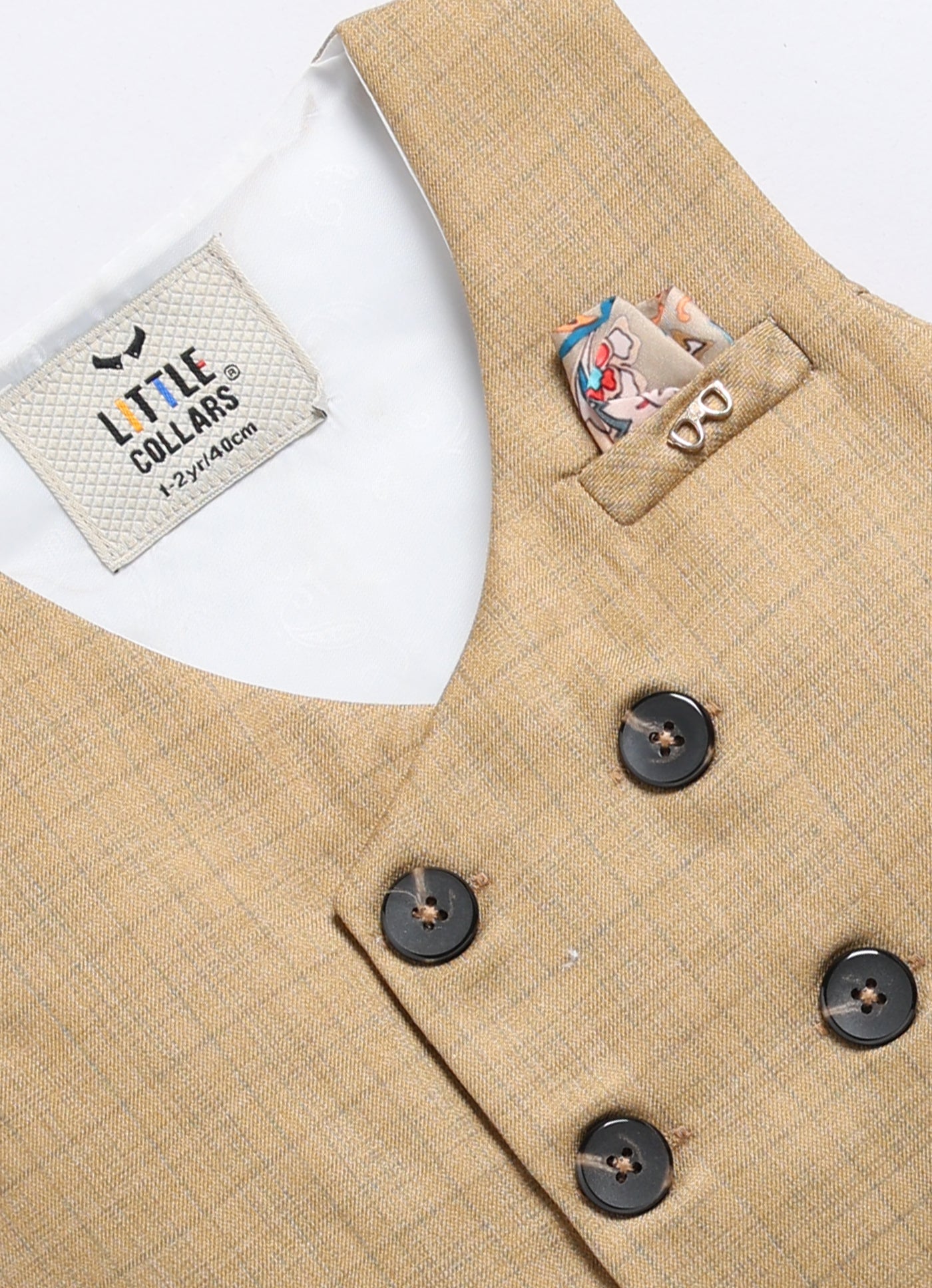 Formal Waistcoat Coord Set with Bow for Boys - Khaki