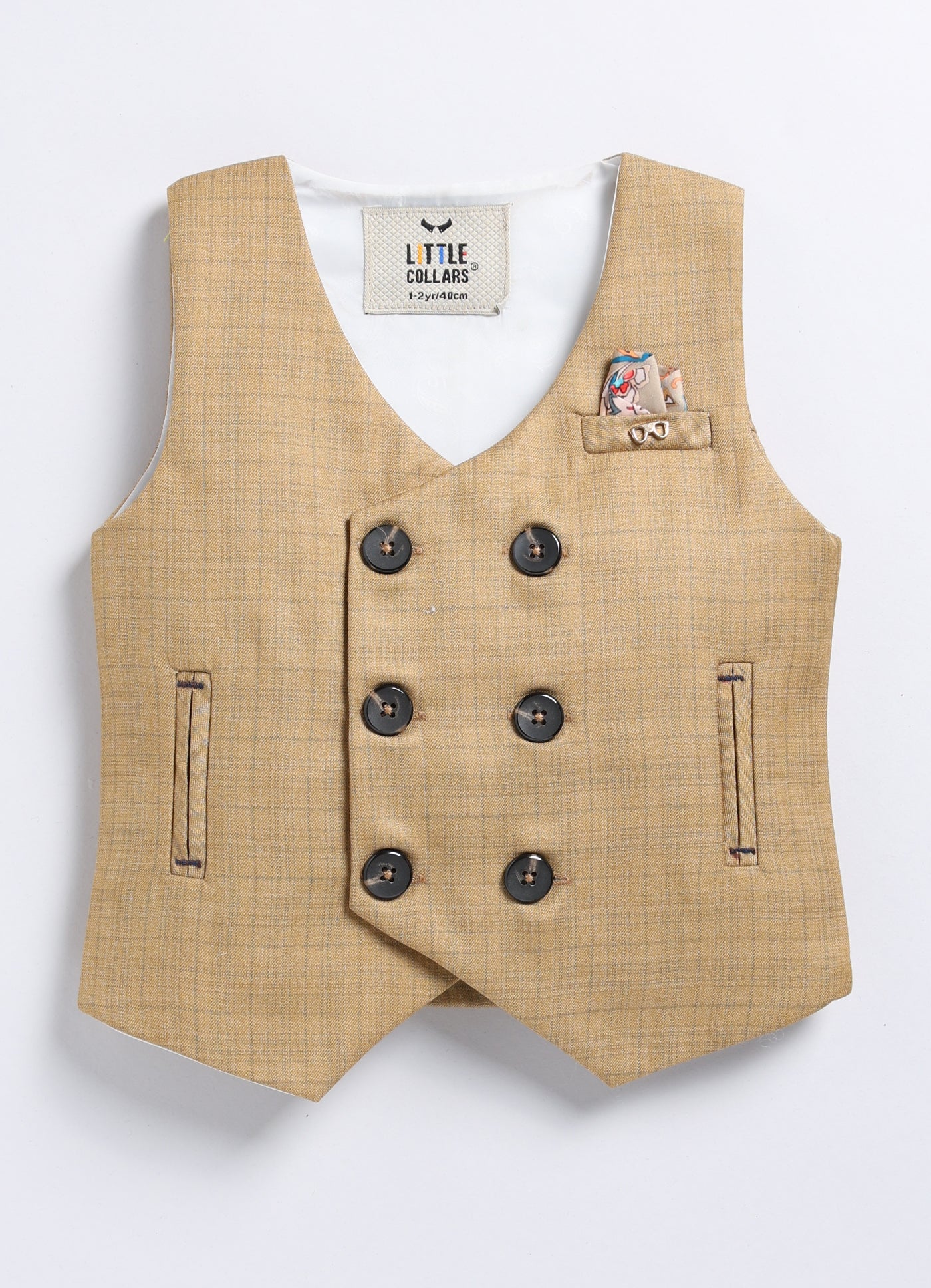 Formal Waistcoat Coord Set with Bow for Boys - Khaki