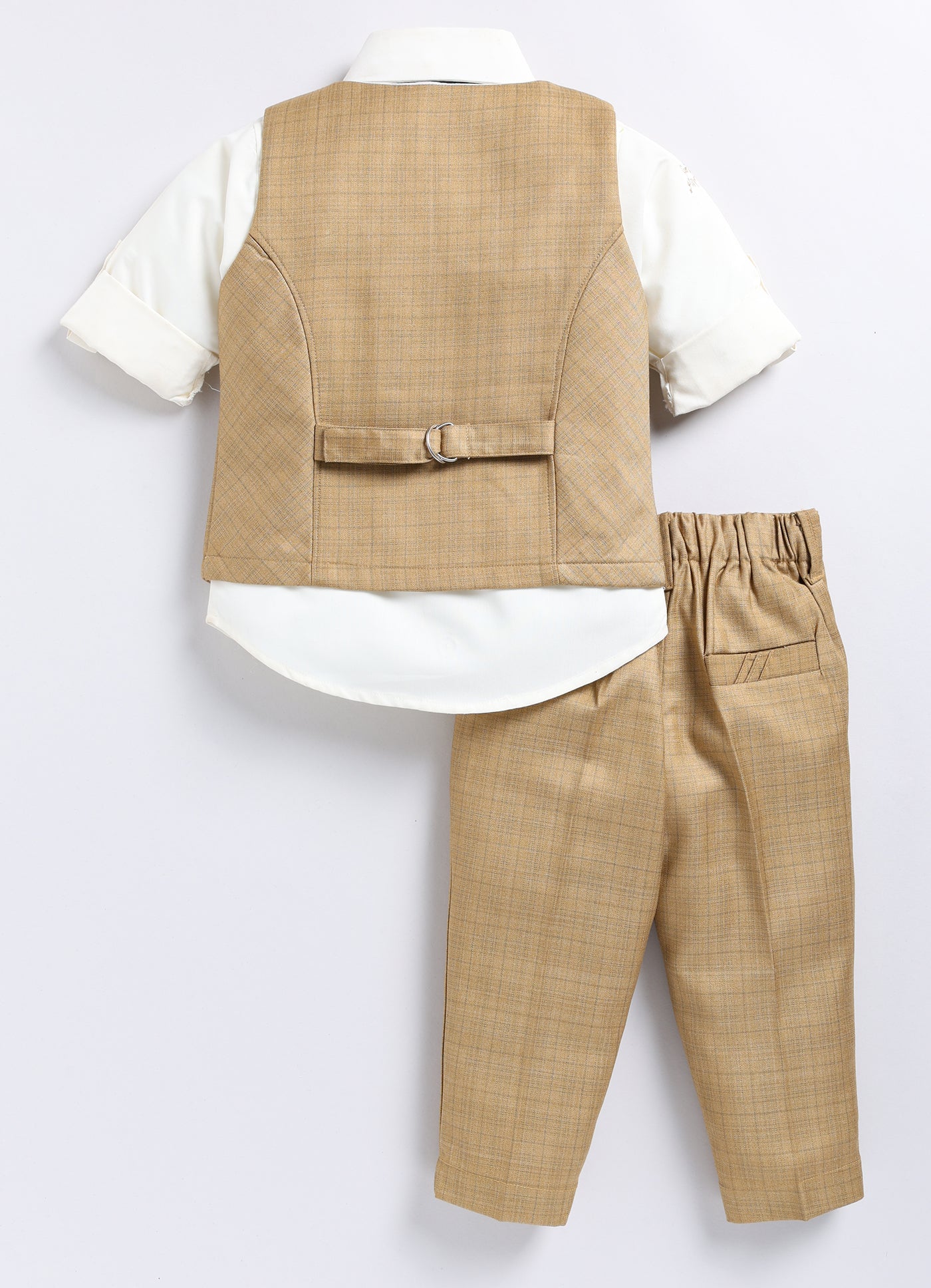 Formal Waistcoat Coord Set with Bow for Boys - Khaki
