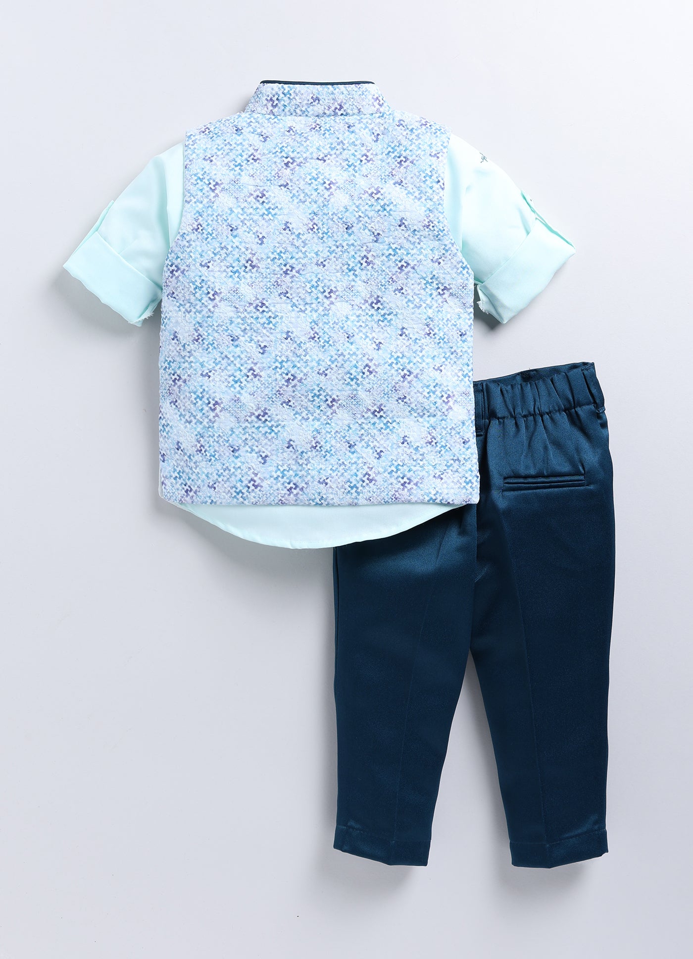Charming Formal and Traditional Embellished Nehru Jacket Set for Boys- Green