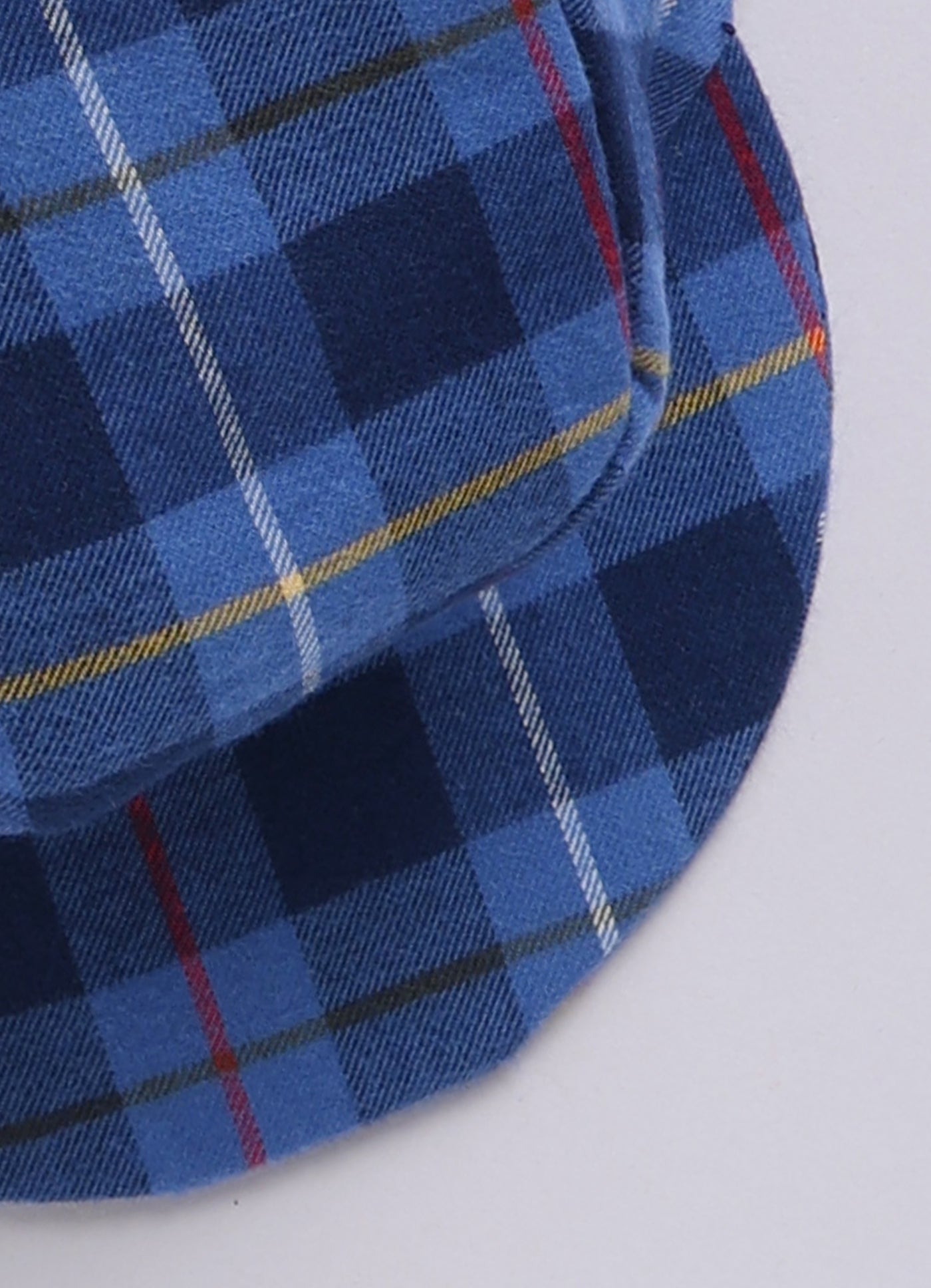 Brushed Cotton Woven Full Sleeves Checkered Waistcoat Pant with Shirt Bow Cap and Brooch Jacket Set- Blue