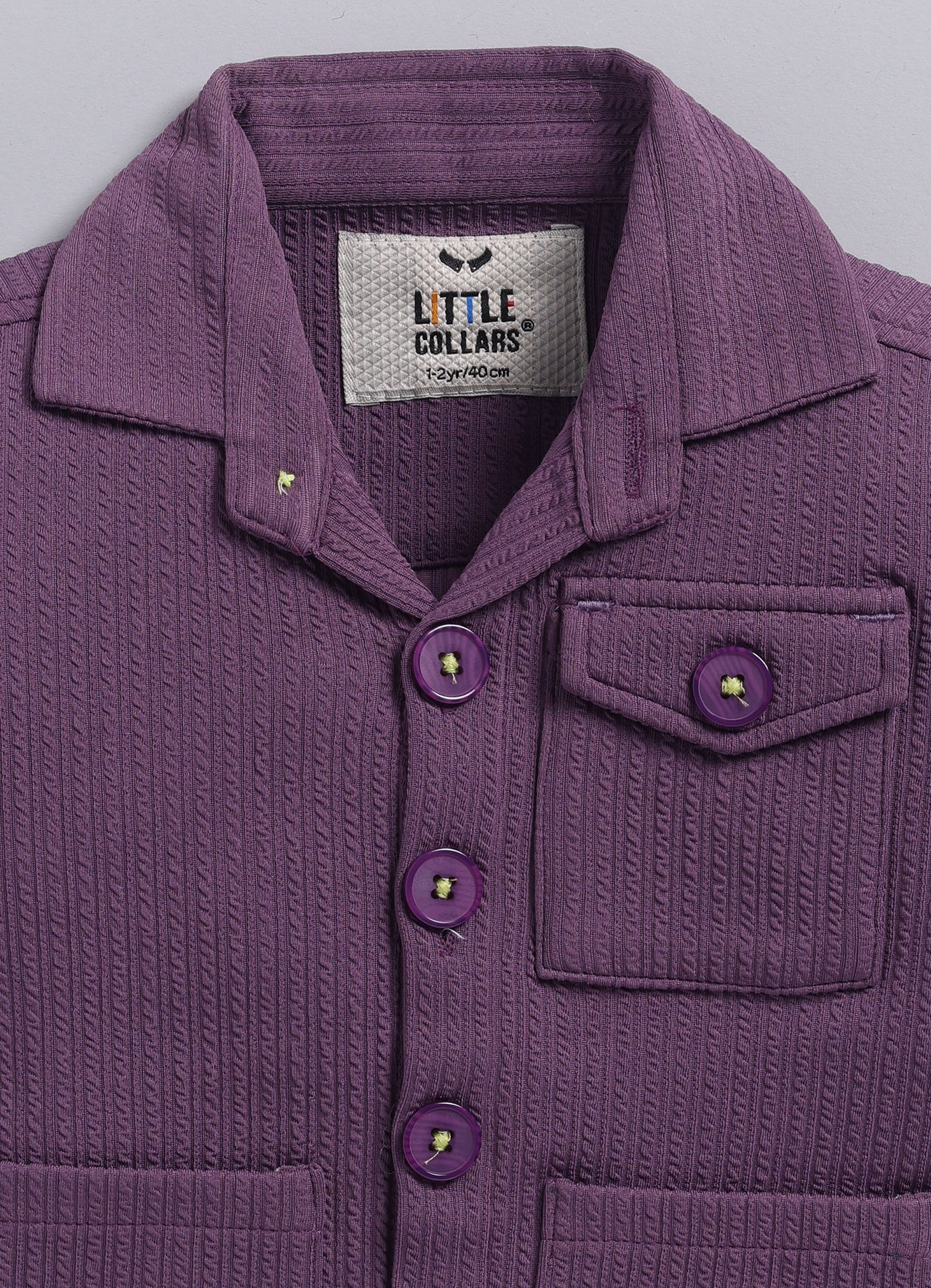 Boys Solid Bright Airport Look Coord with Tshirt Casual Set- Purple