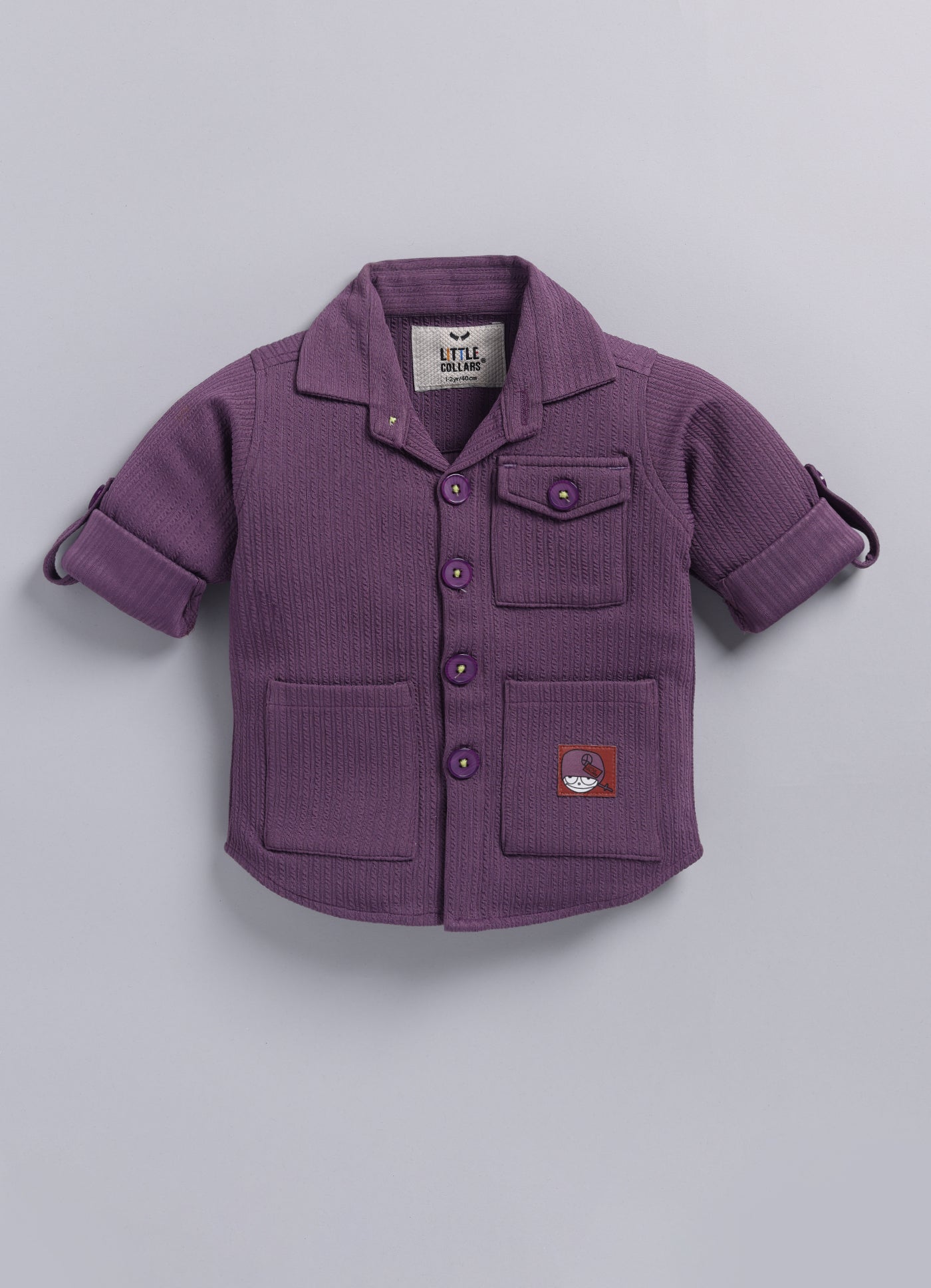 Boys Solid Bright Airport Look Coord with Tshirt Casual Set- Purple