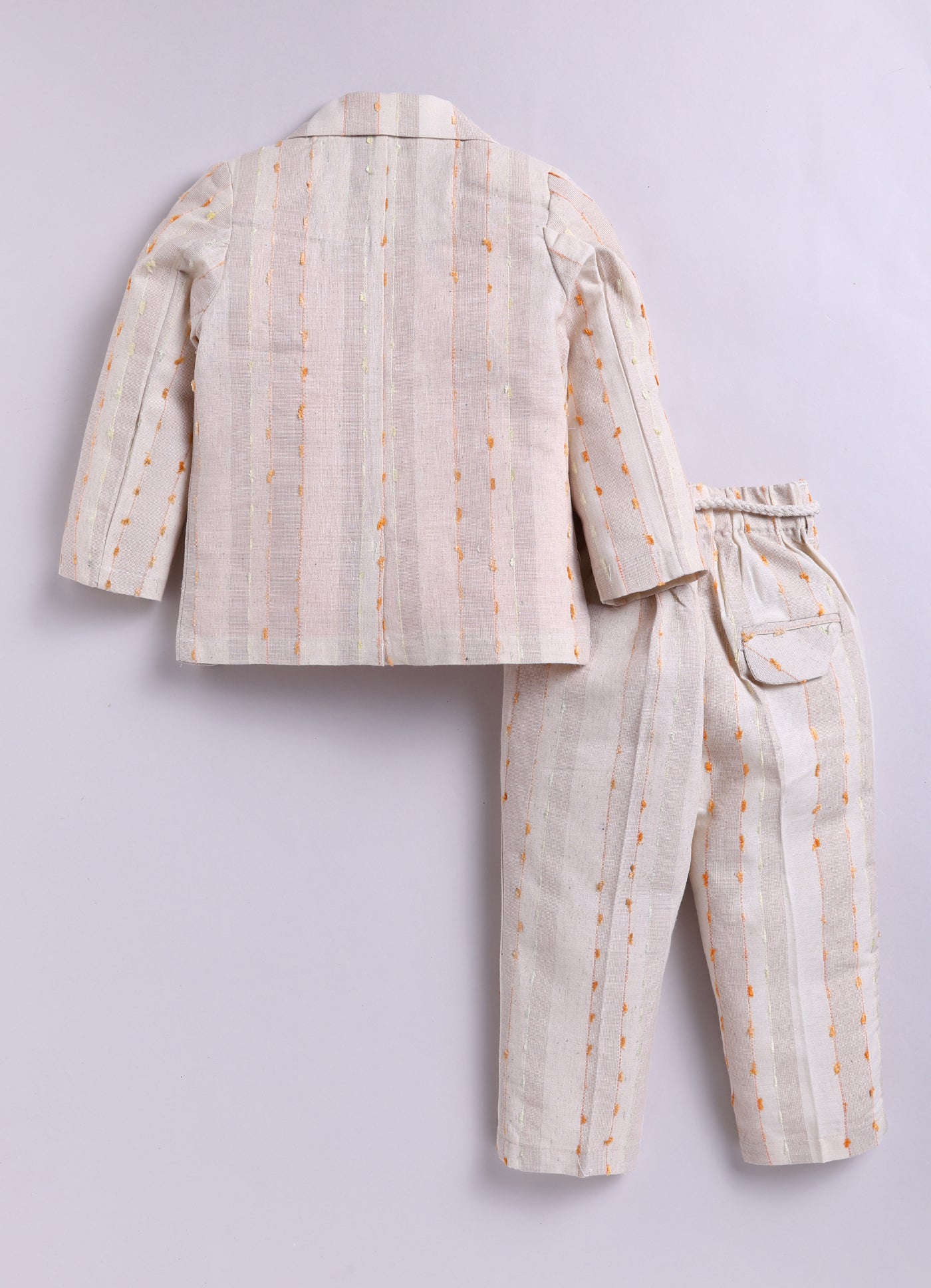 Pure Cotton Full sleeves Smart Casual Coat Suit Coord Set- Orange