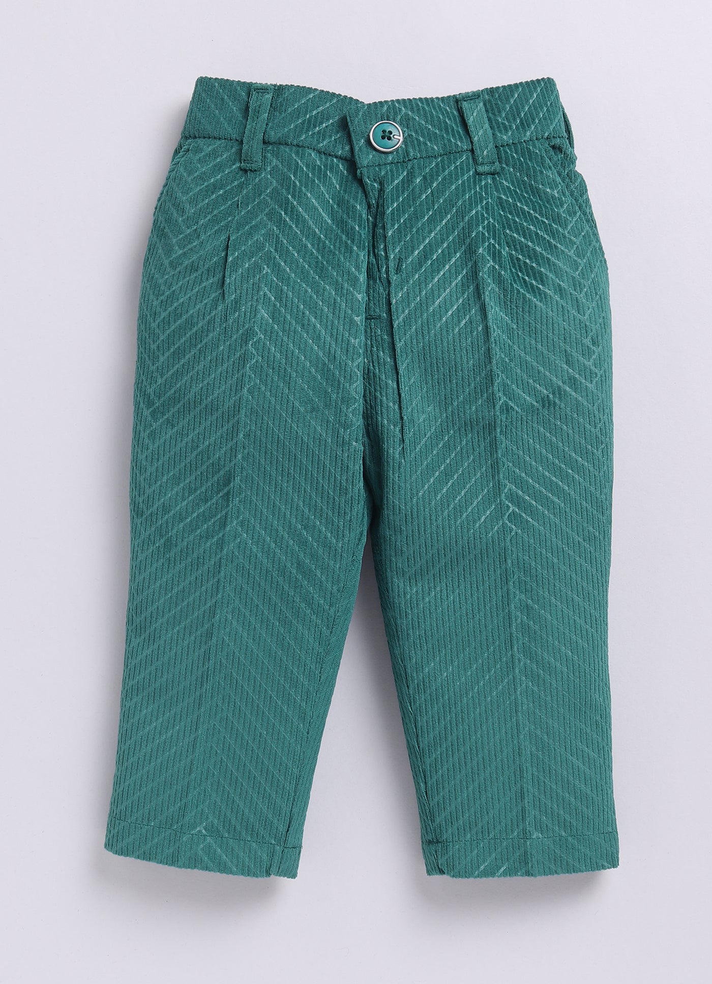 Boys Elegant Velvet Suede Patterened Partywear Jacket Set- Teal