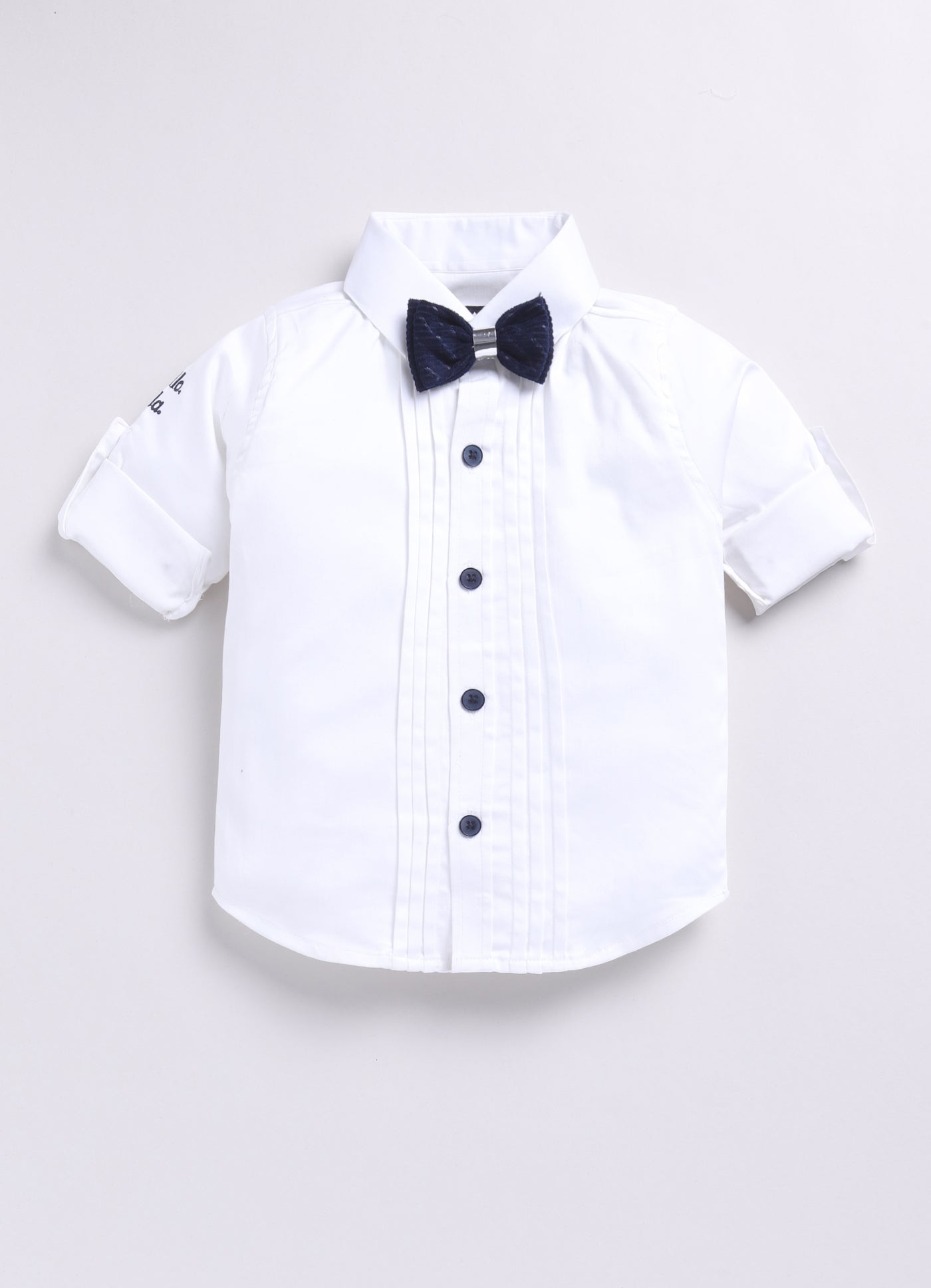 Boys Elegant Velvet Suede Patterened Partywear Jacket Set- Navy