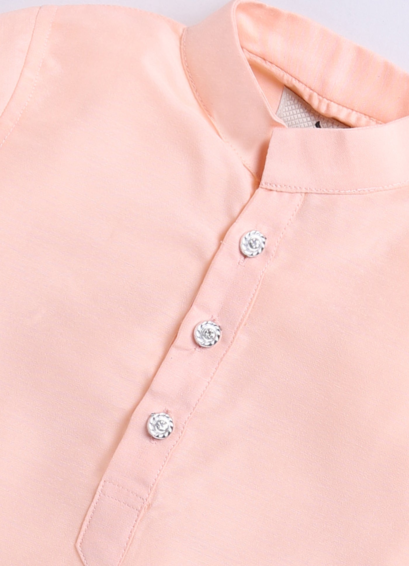 Boys Thread Work Embroidered Peach Kurta Pajama Jacket Set