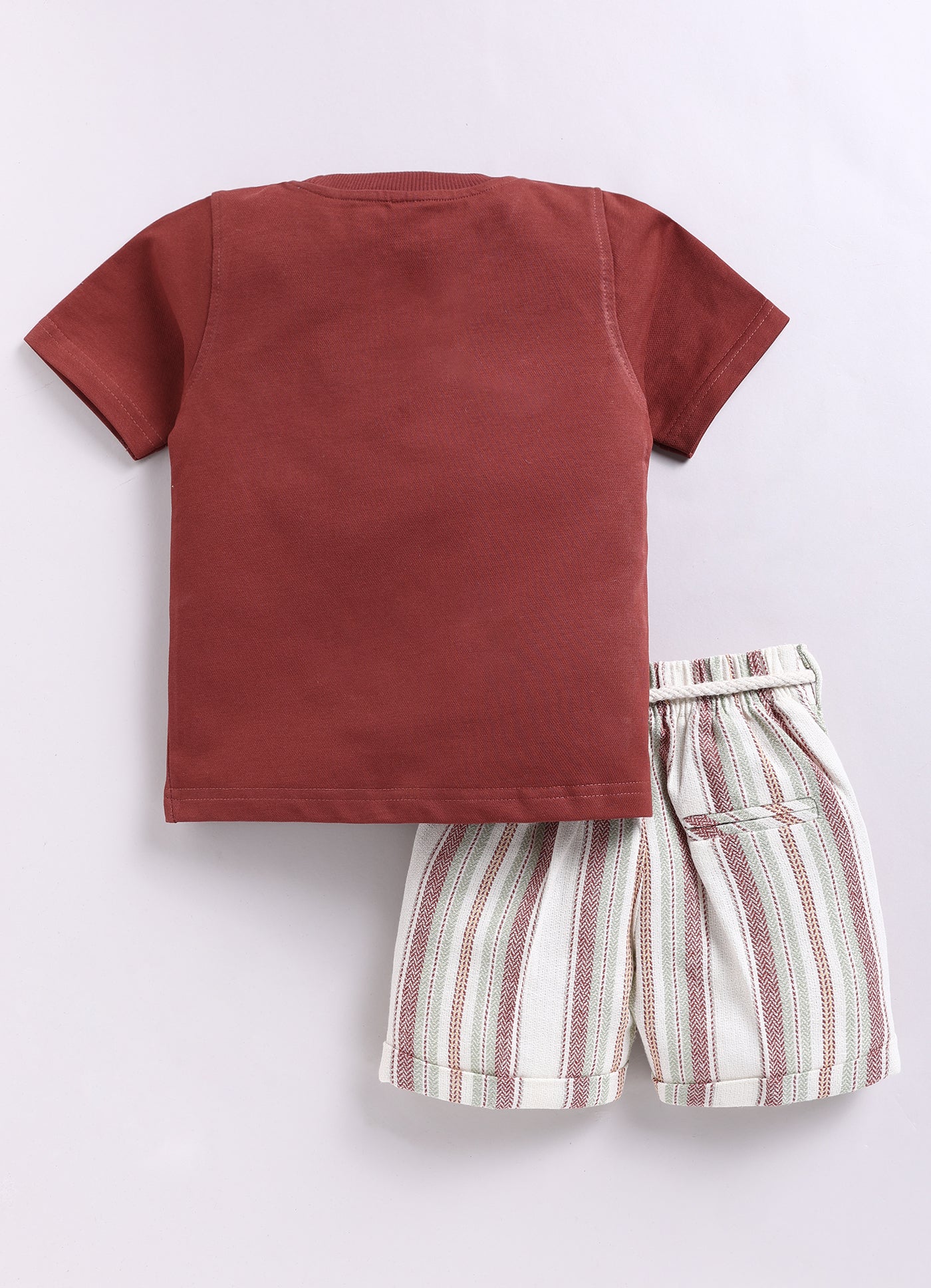 Trendy Cotton Half Sleeves Tshirt Half Pant Co-ord Set with Bag and Belt - Maroon