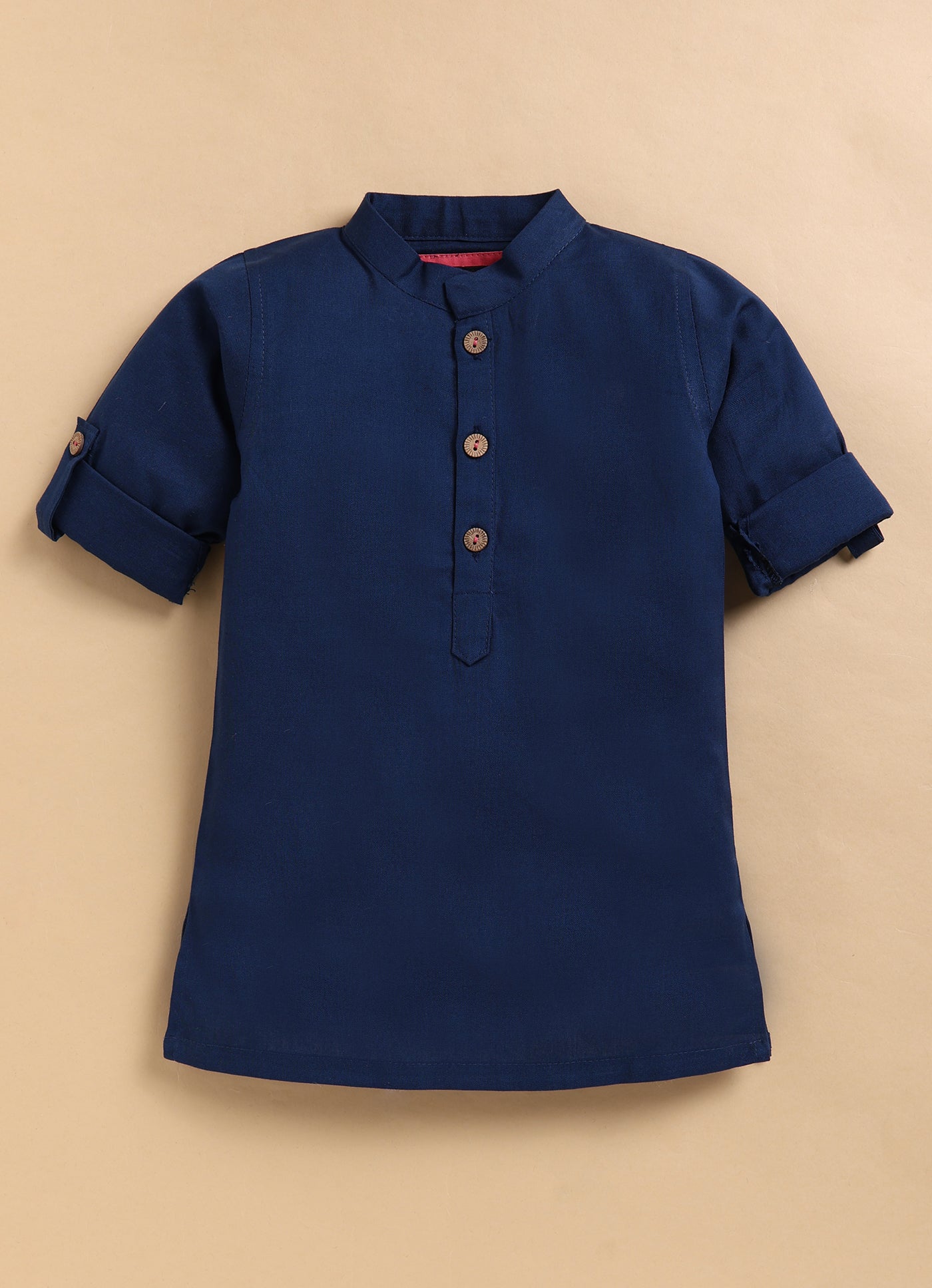 Organic Cotton Woven Full Sleeves Floral Printed Ethnic Jacket Kurta Pajama Set - Blue