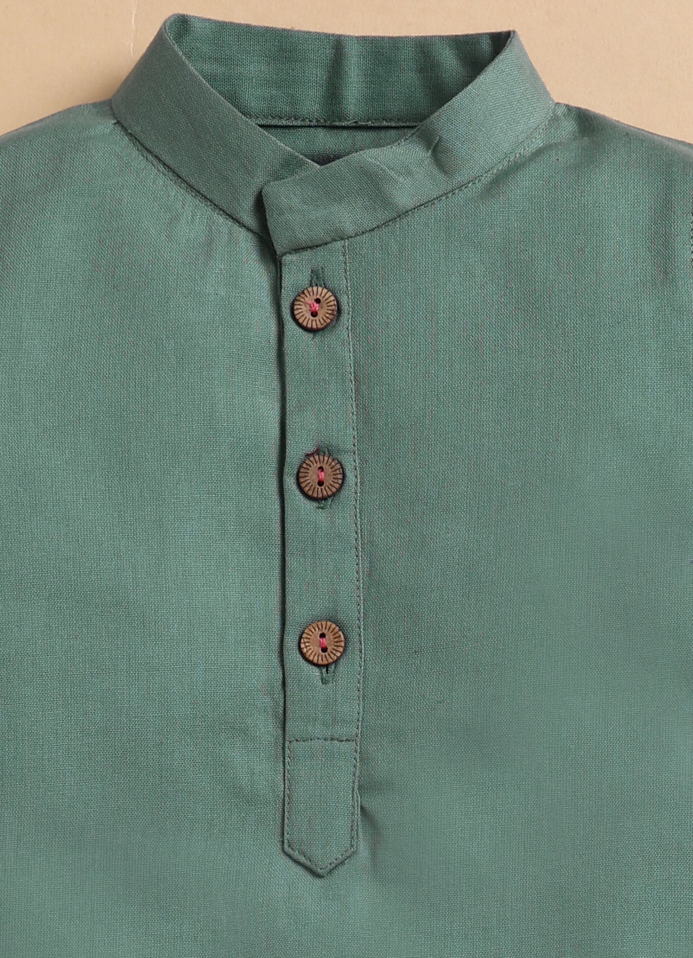Organic Cotton Woven Full Sleeves Floral Printed Ethnic Jacket Kurta Pajama Set - Green