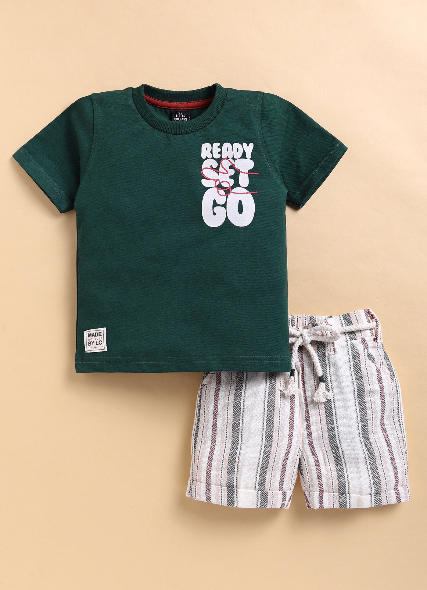 Trendy Cotton Half Sleeves Tshirt Half Pant Co-ord Set with Bag and Belt - OLIVE