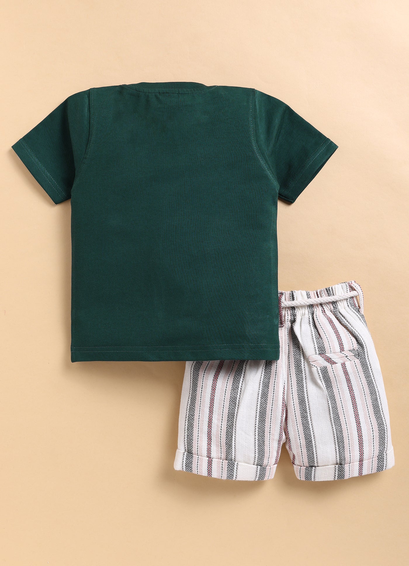 Trendy Cotton Half Sleeves Tshirt Half Pant Co-ord Set with Bag and Belt - OLIVE