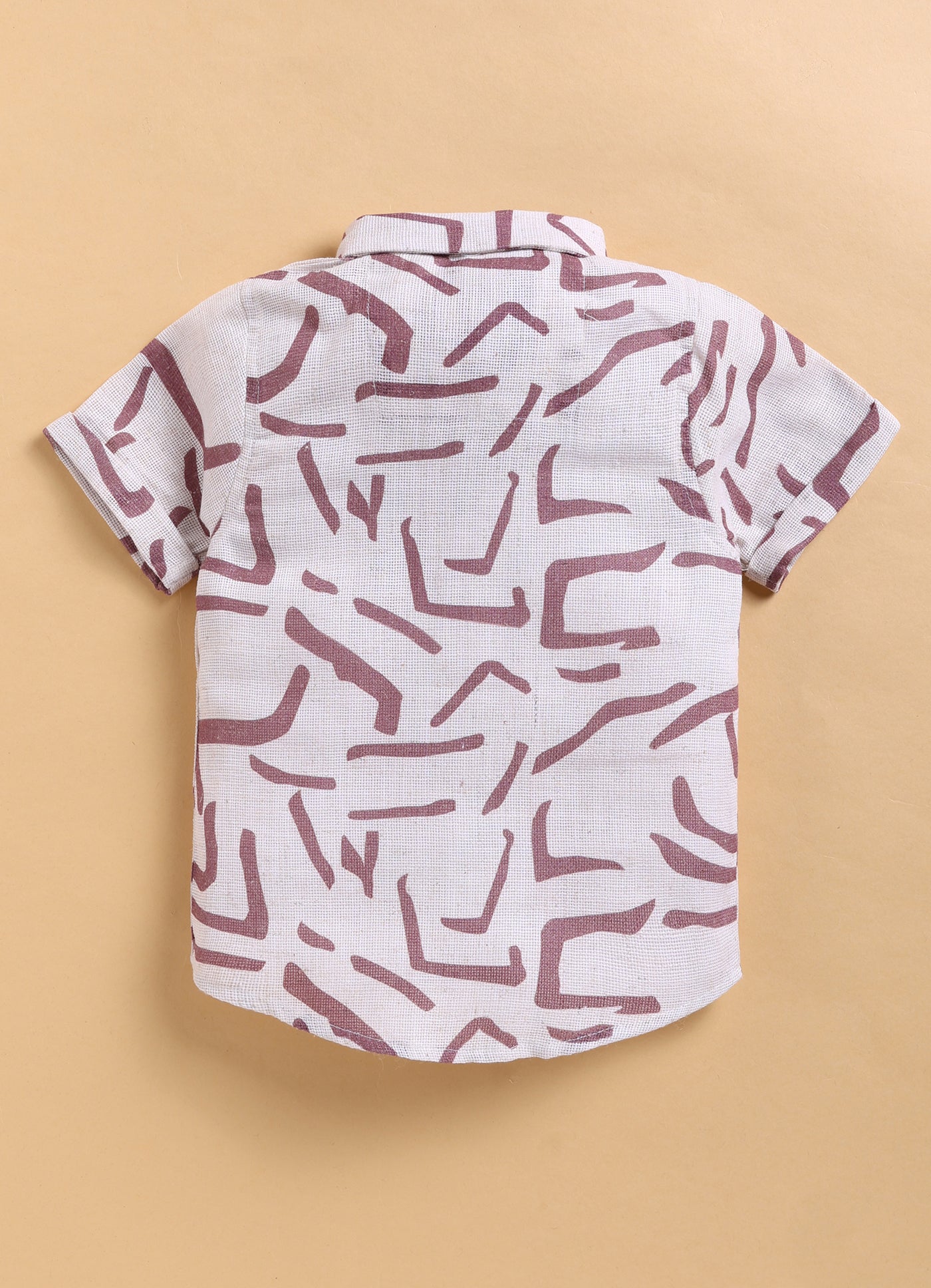 Abstract Printed Cotton Mesh Half Sleeves Shirt Pant Suspender Set with Bow - Lavender