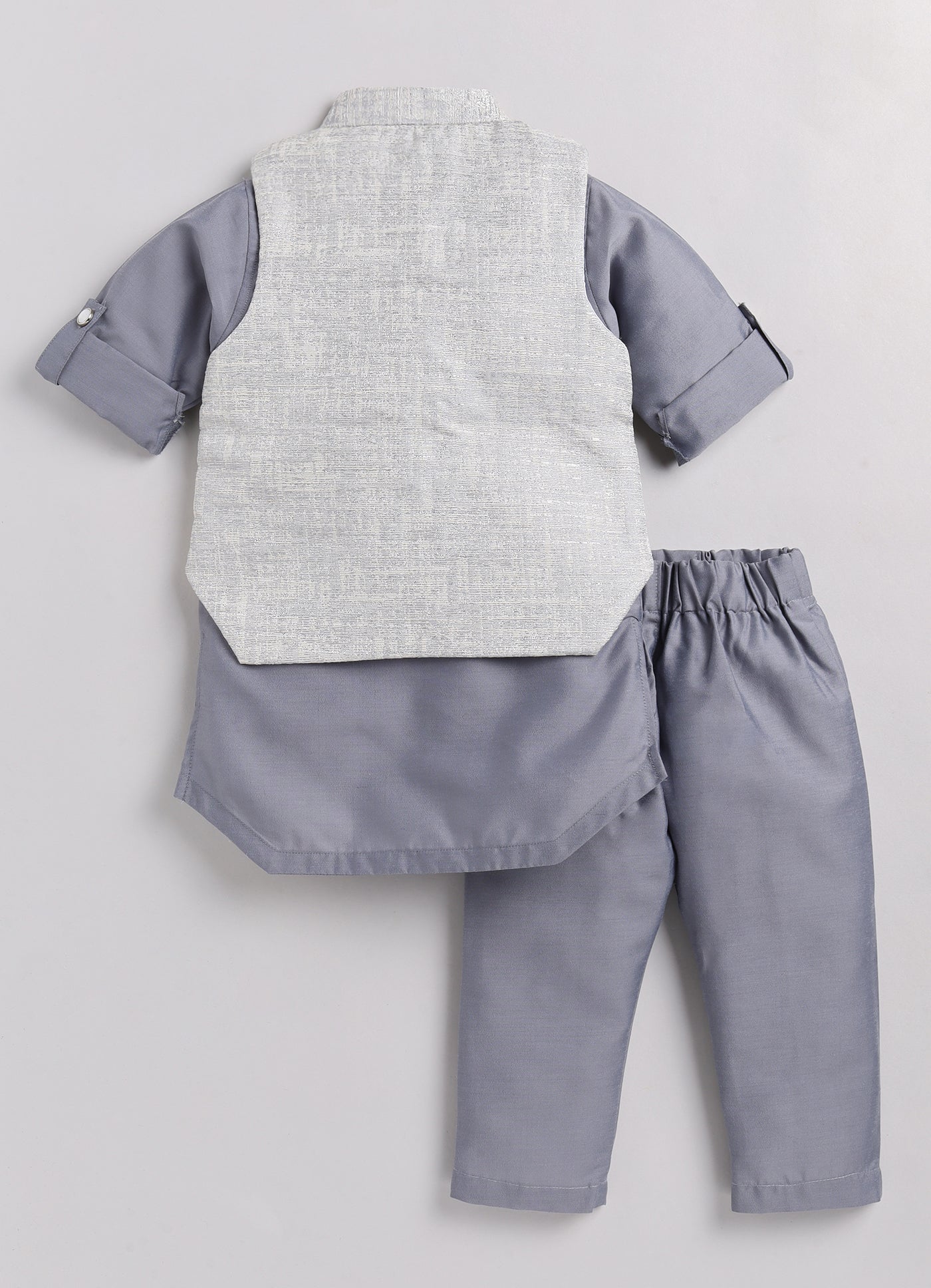 Grey Boys Reindeer Ethnic Jacket Kurta Pajama Set