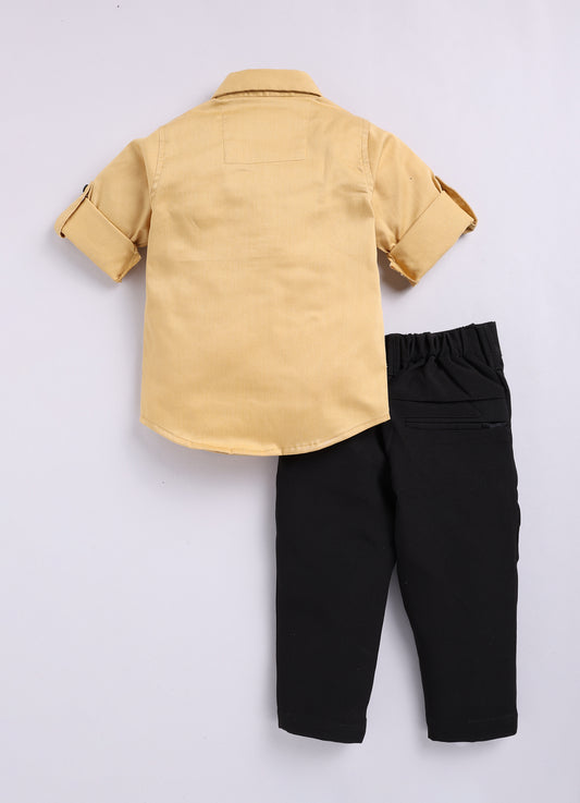 Gold Partywear Shirt Pant Formal Set