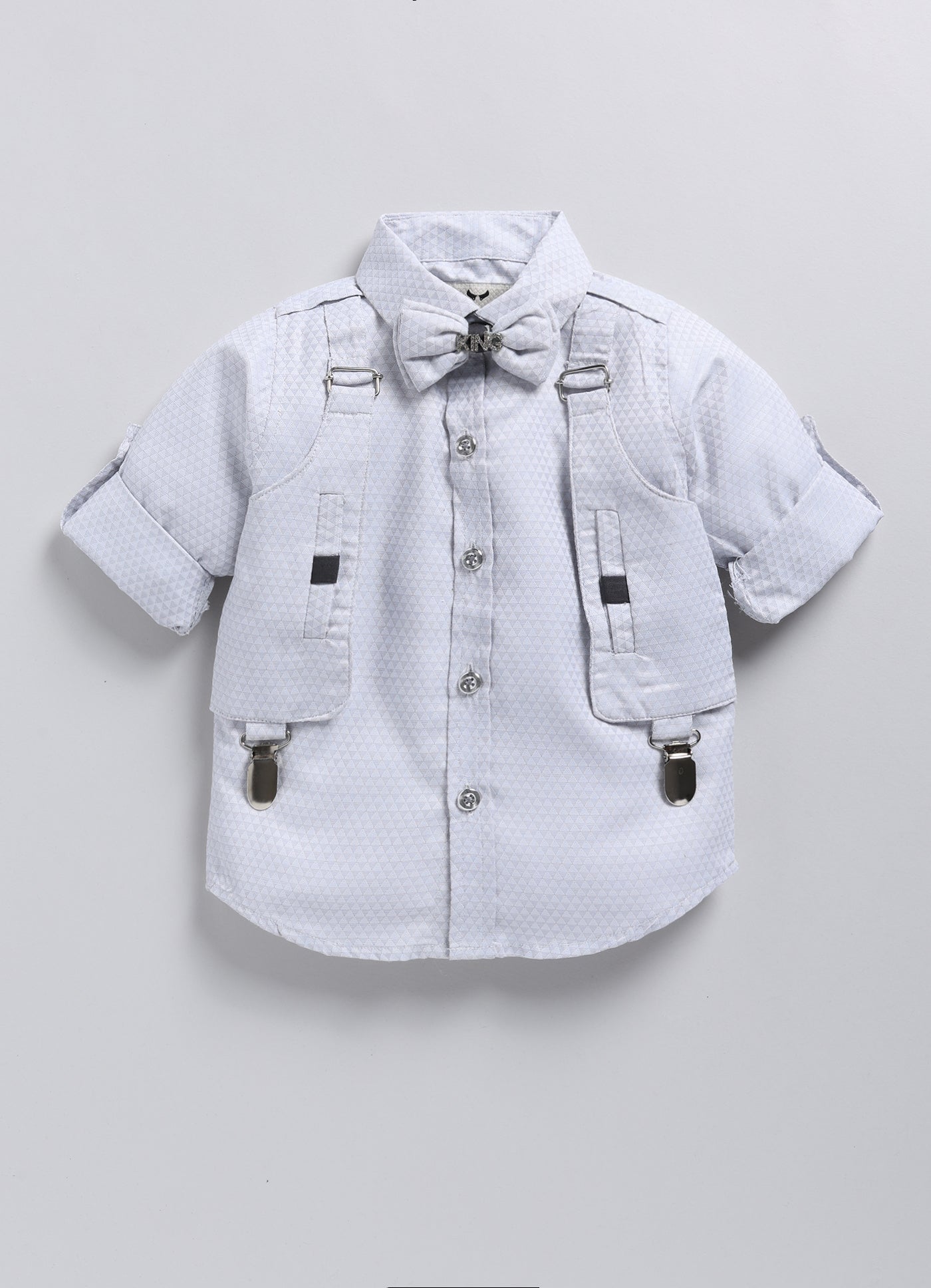 Attached Suspender Shirt Formal Set for Boys