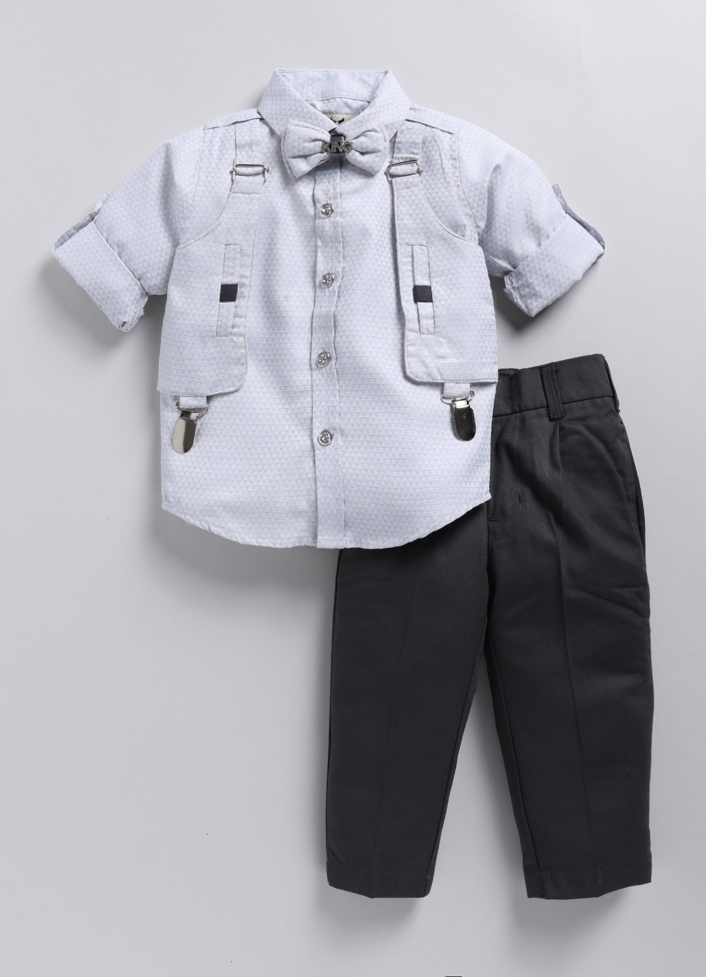 Attached Suspender Shirt Formal Set for Boys