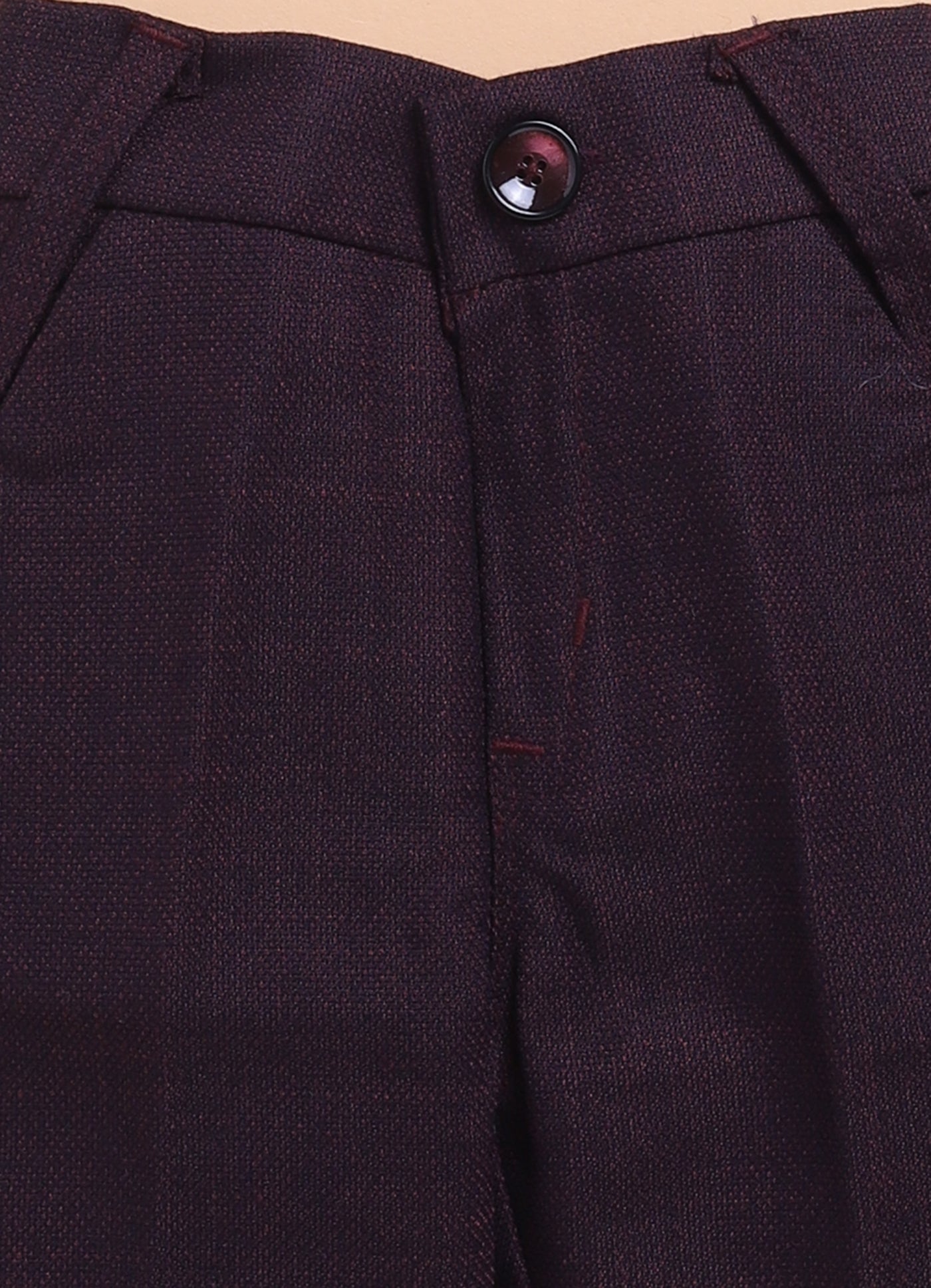 Terry Cotton Woven Full Sleeves Owl Embroidered Prince Coat Pant With Shirt Party Suit Set- Maroon