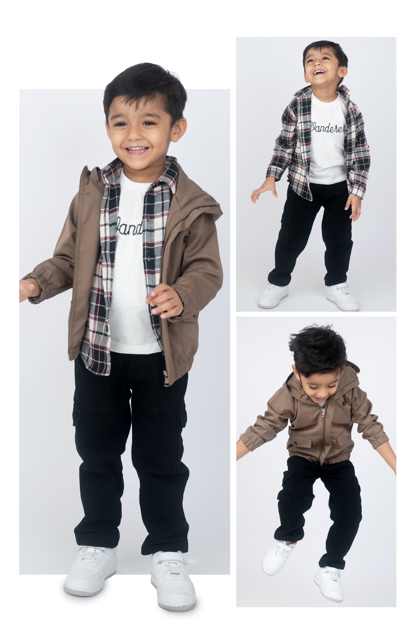 Khaki Fashionable and Trendy Hooded Jacket, Shirt, Tshirt, Cargo Pants Casual set